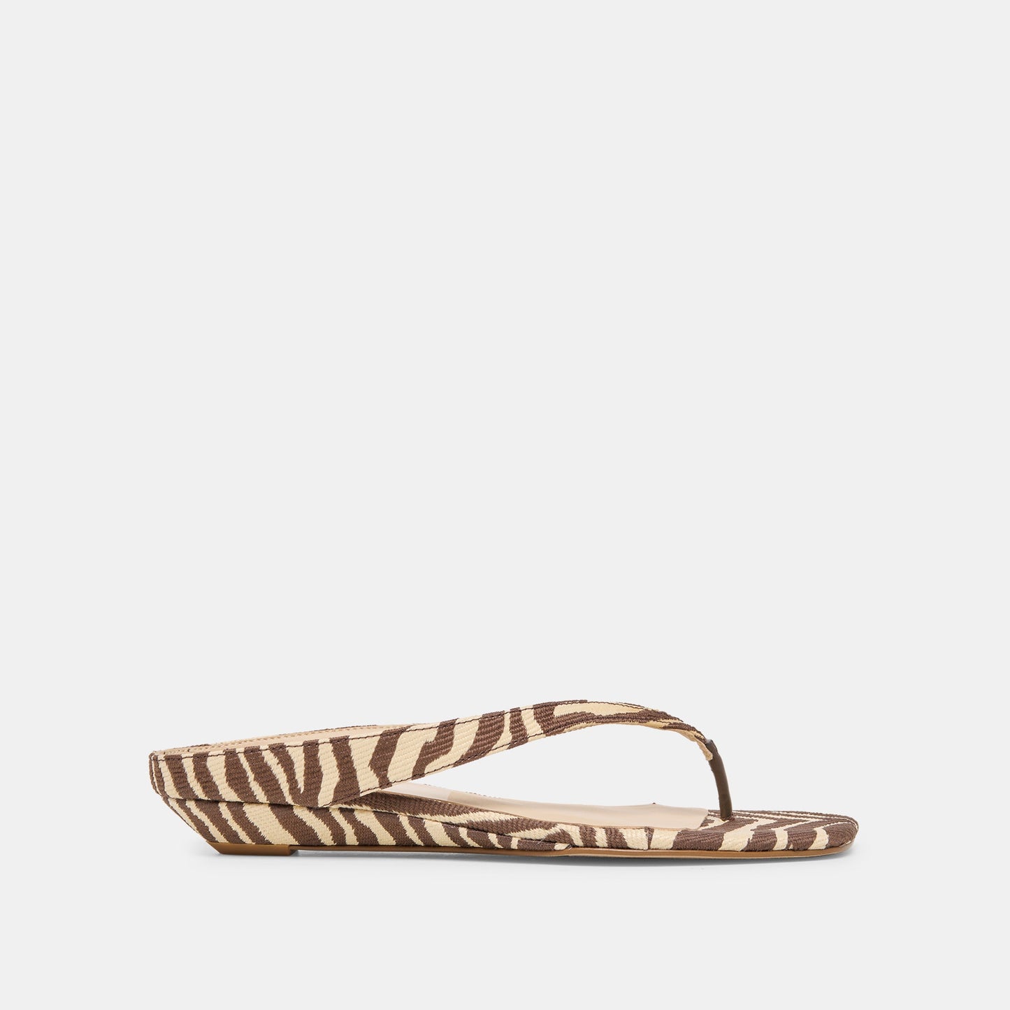 Dolce Vita GIZEL Beige Zebra Raffia Thong Square-Toe Sandals