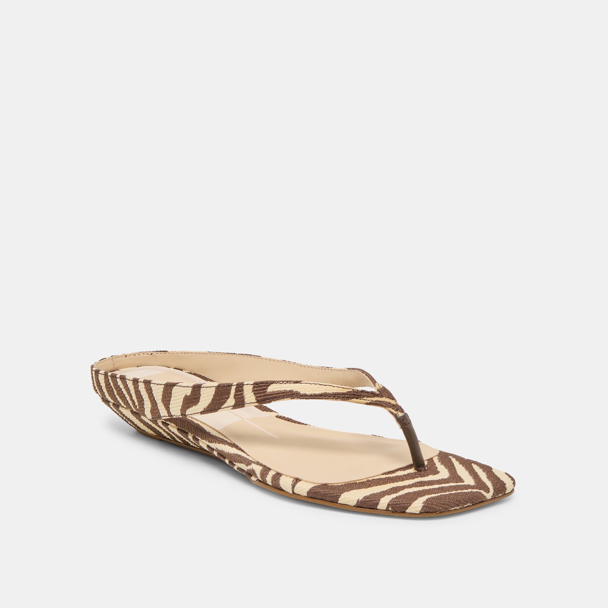 Dolce Vita GIZEL Beige Zebra Raffia Thong Square-Toe Sandals