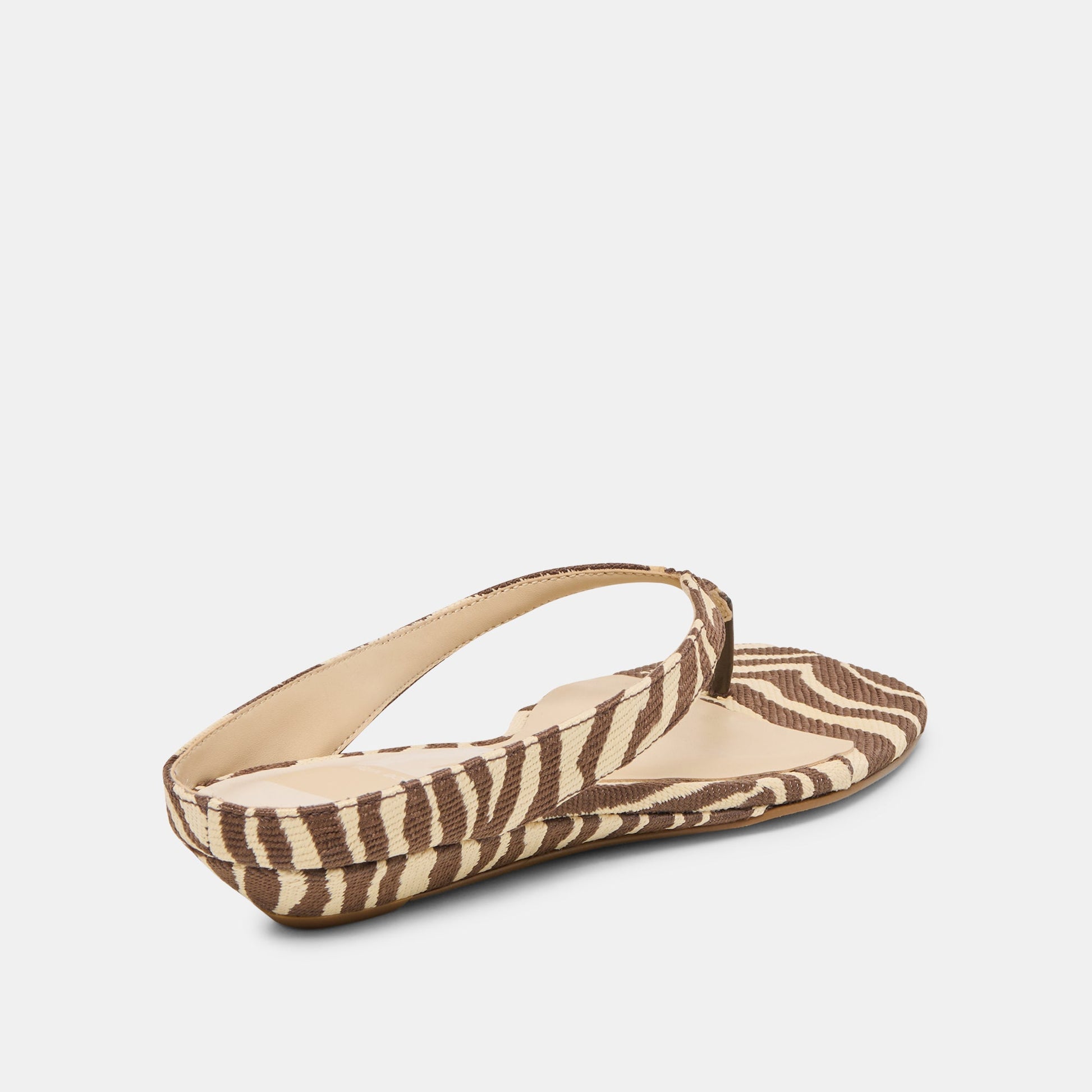 Dolce Vita GIZEL Beige Zebra Raffia Thong Square-Toe Sandals