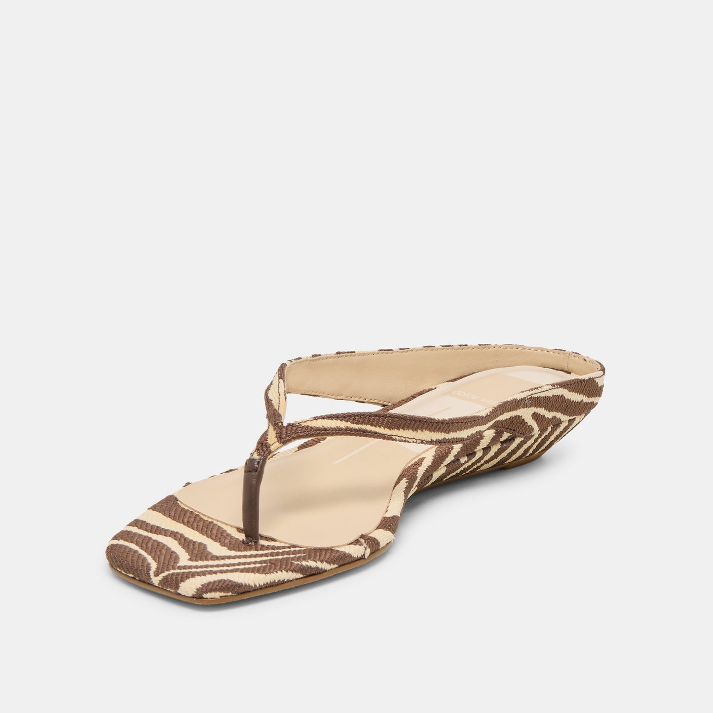 Dolce Vita GIZEL Beige Zebra Raffia Thong Square-Toe Sandals