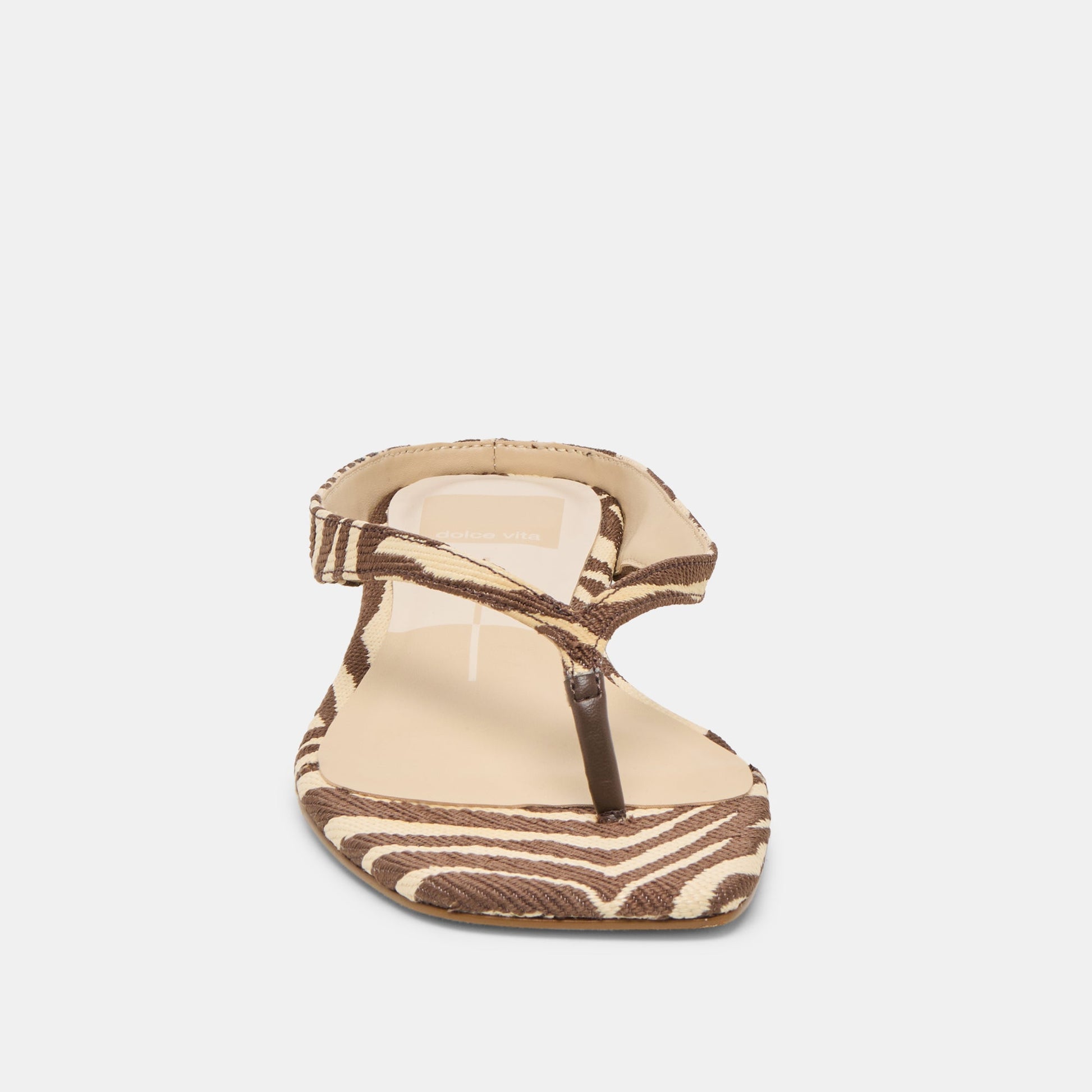 Dolce Vita GIZEL Beige Zebra Raffia Thong Square-Toe Sandals