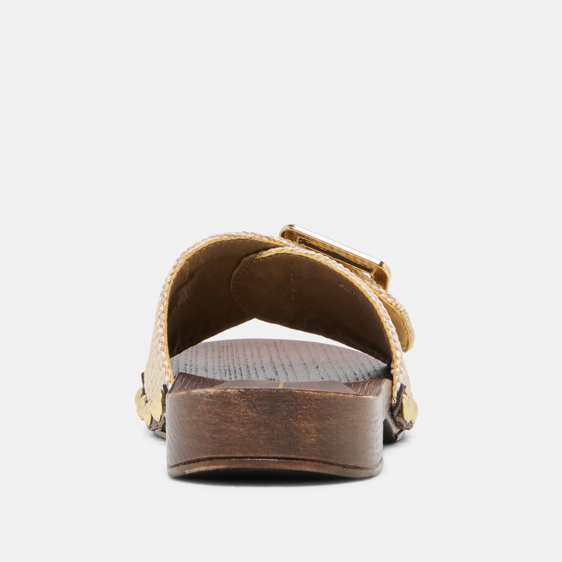 Dolce Vita SHERY Natural Raffia Open-Toe Buckle Wood Sole Sandals