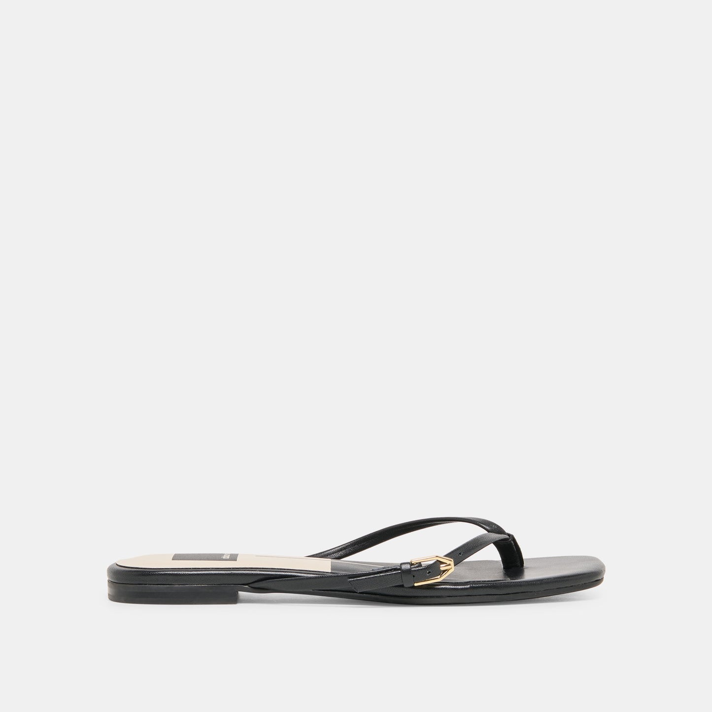 Dolce Vita MALTA Black Leather Buckle Flip-Flop Sandals