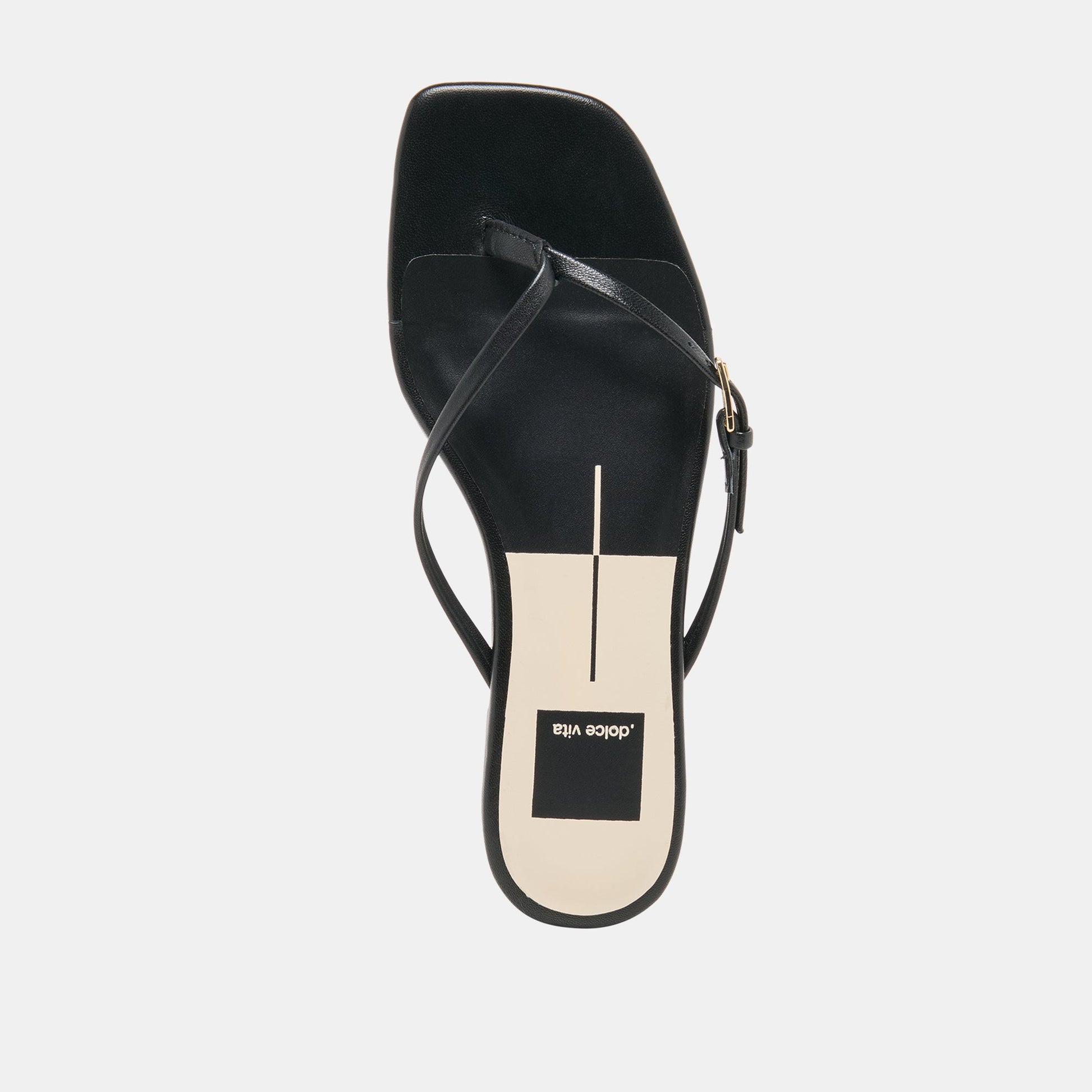 Dolce Vita MALTA Black Leather Buckle Flip-Flop Sandals