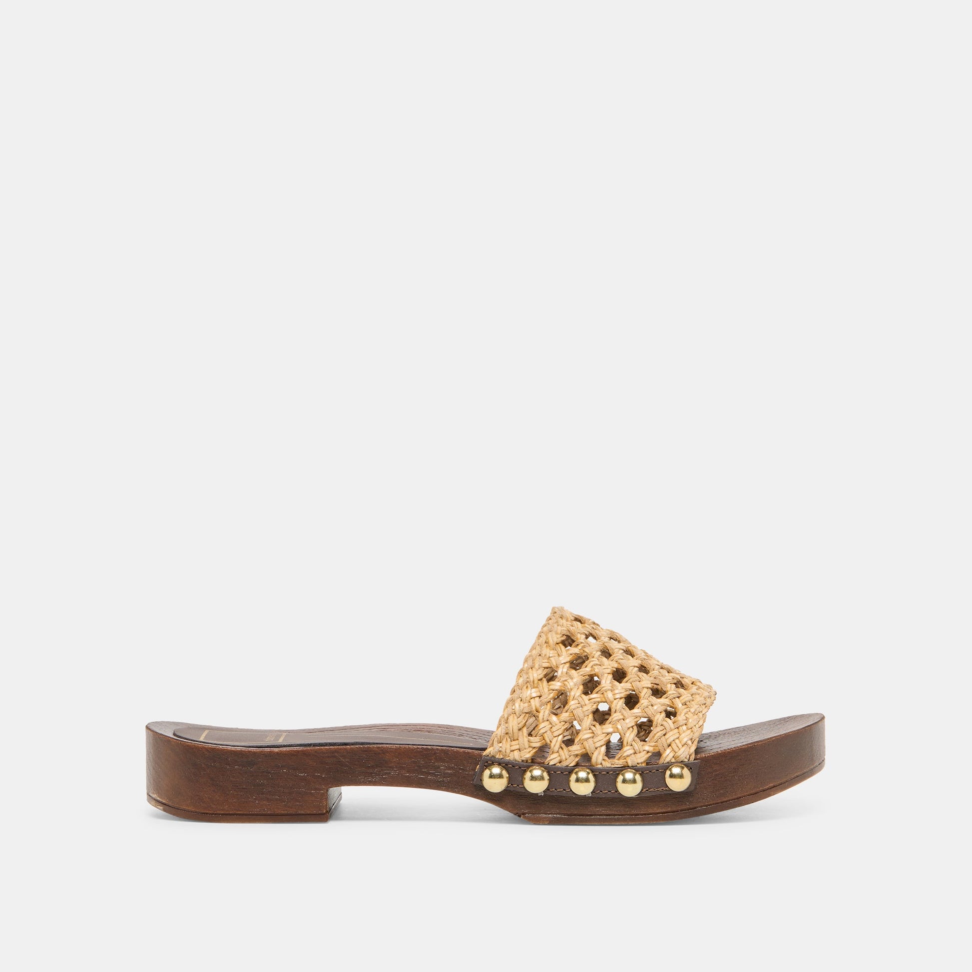 Dolce Vita SADIE Tan Raffia Wood Sole Open-Toe Sandals