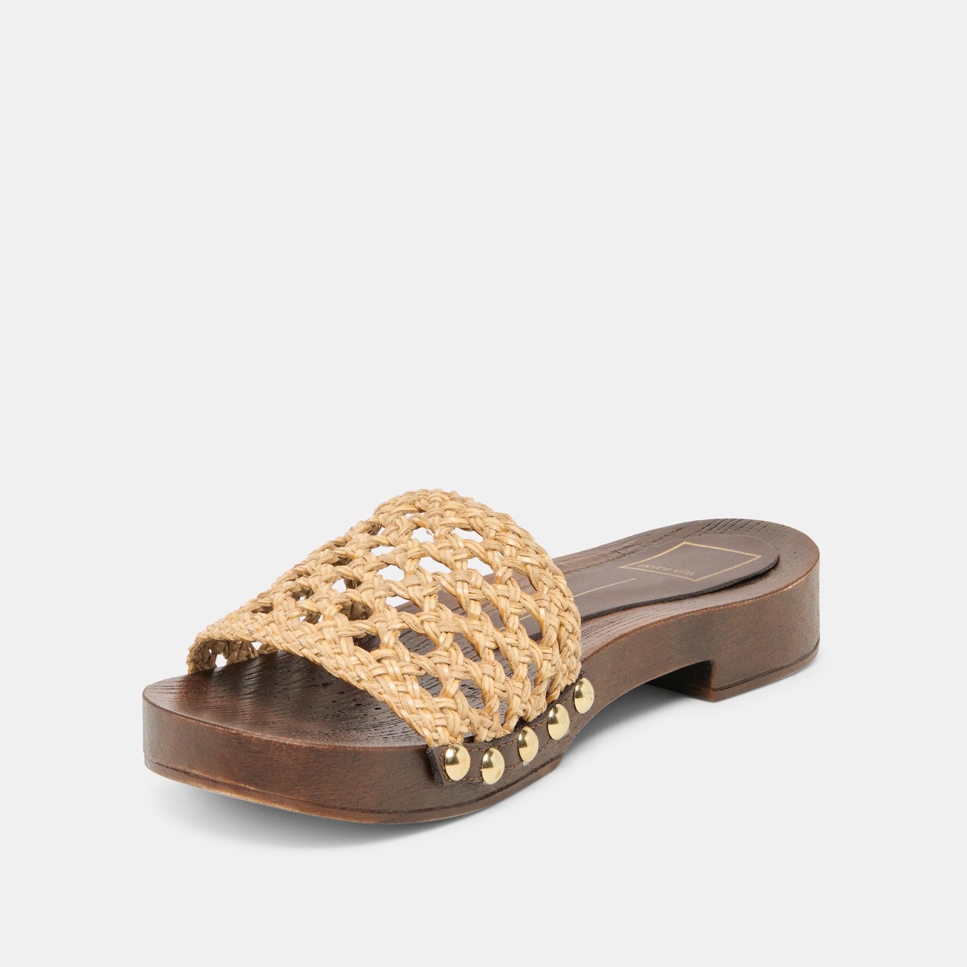 Dolce Vita SADIE Tan Raffia Wood Sole Open-Toe Sandals
