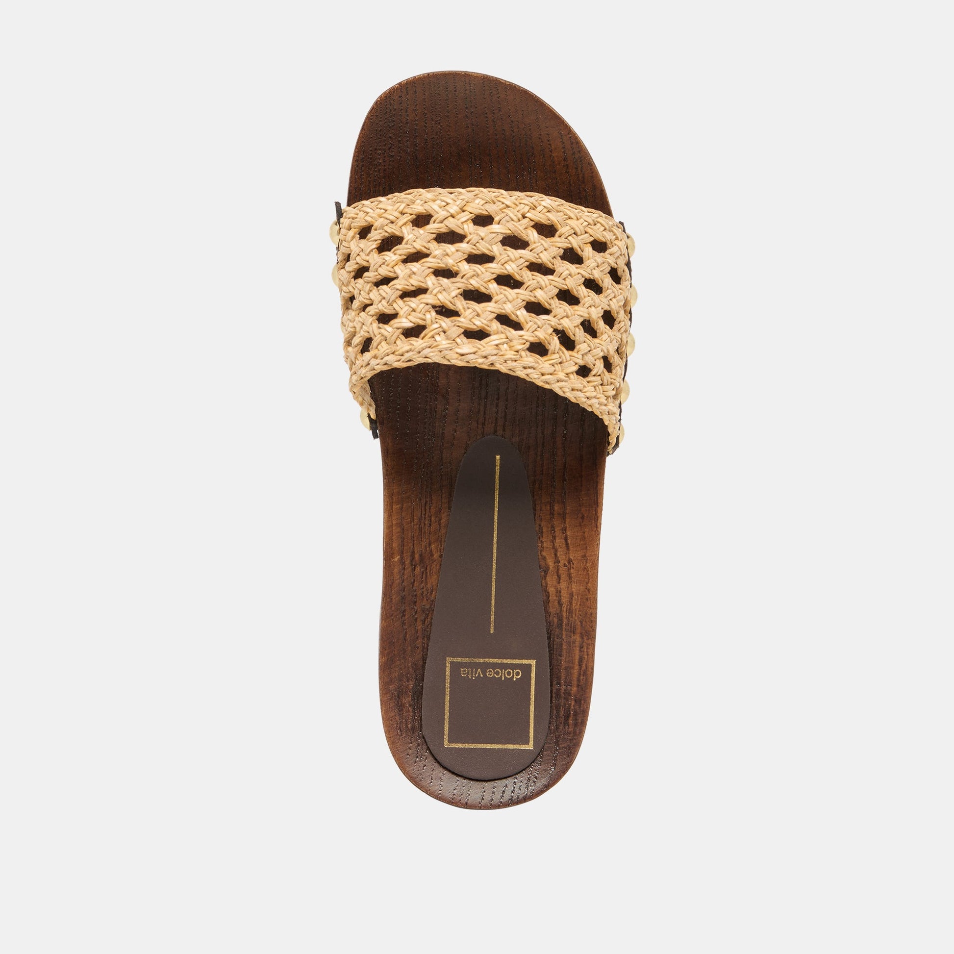 Dolce Vita SADIE Tan Raffia Wood Sole Open-Toe Sandals