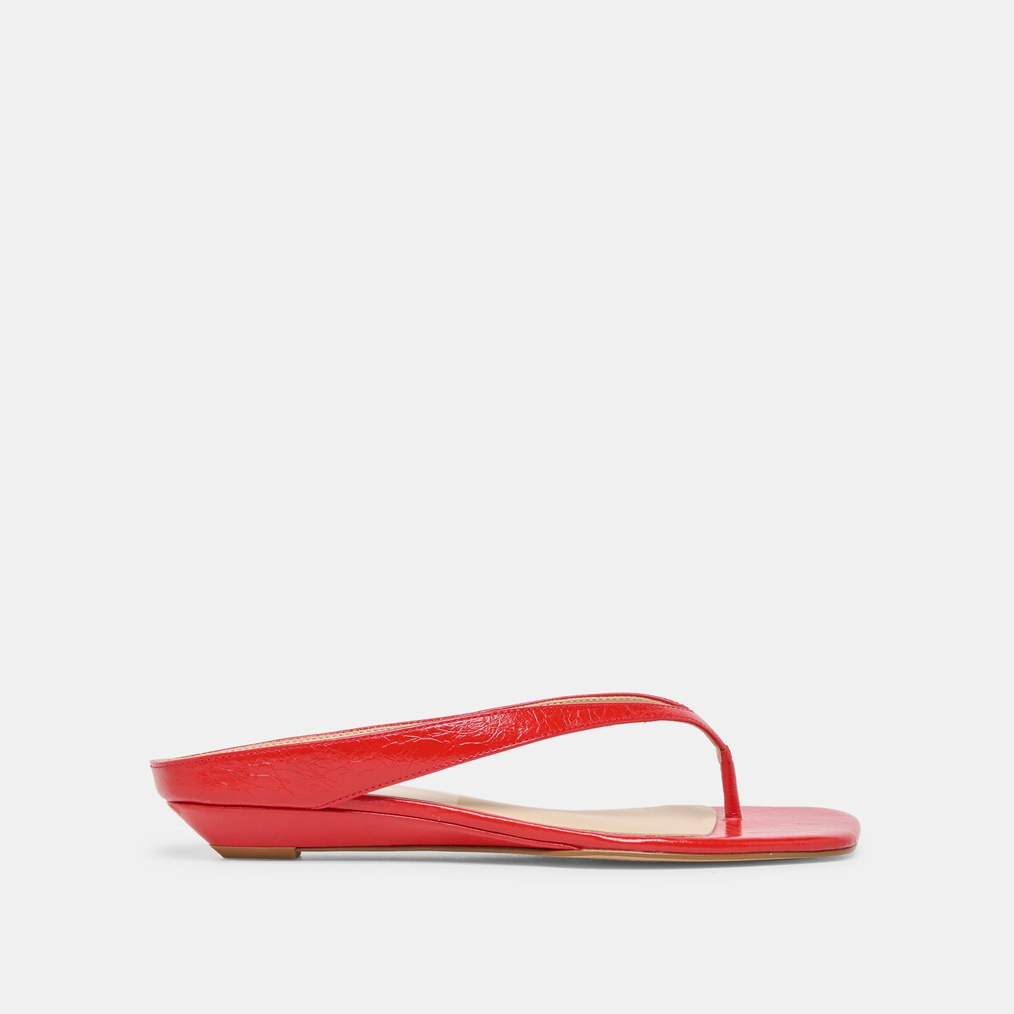 Dolce Vita GIZEL Red Crinkle Patent Thong Square-Toe Sandals