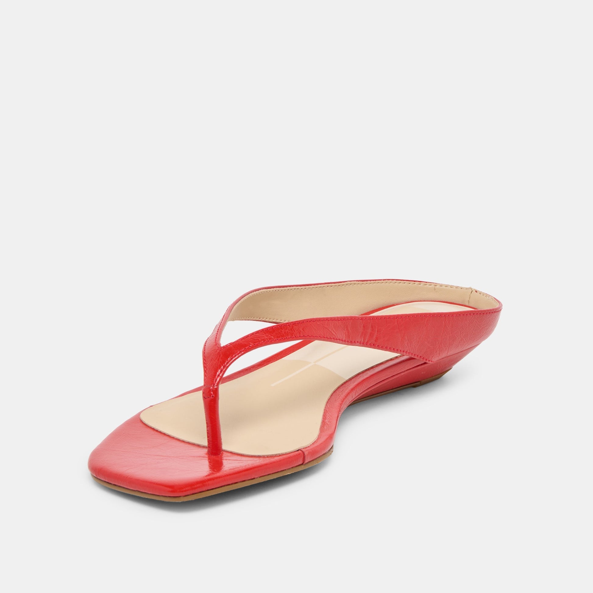 Dolce Vita GIZEL Red Crinkle Patent Thong Square-Toe Sandals