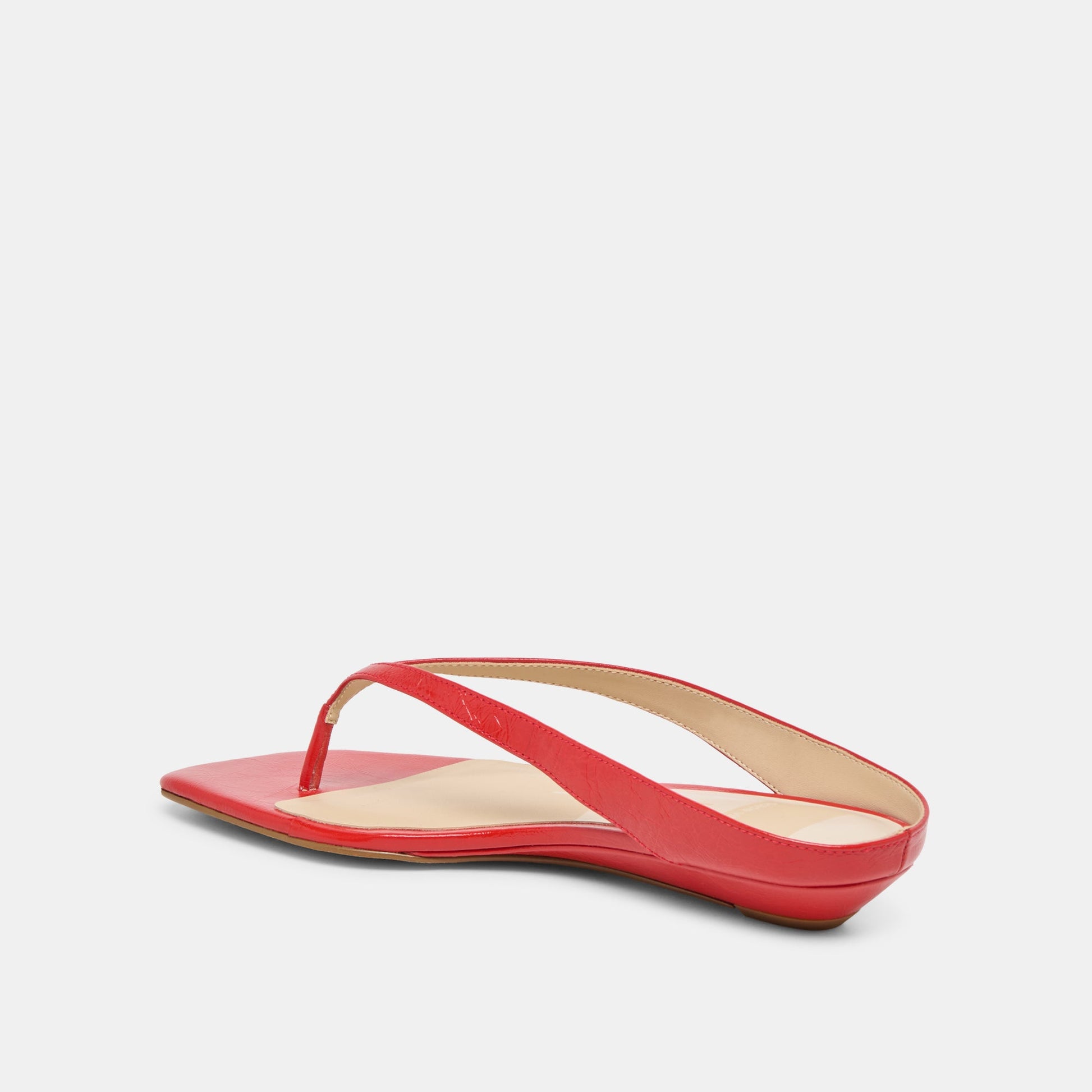 Dolce Vita GIZEL Red Crinkle Patent Thong Square-Toe Sandals