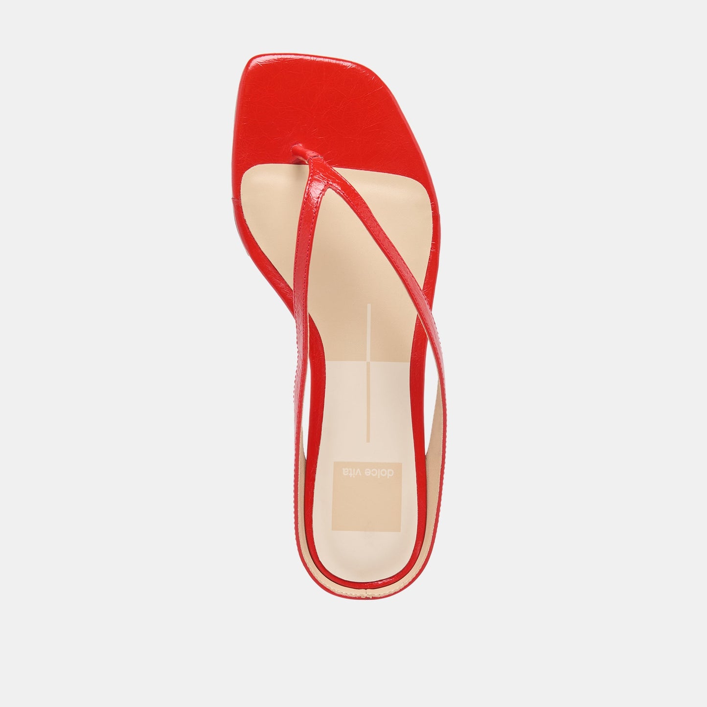 Dolce Vita GIZEL Red Crinkle Patent Thong Square-Toe Sandals
