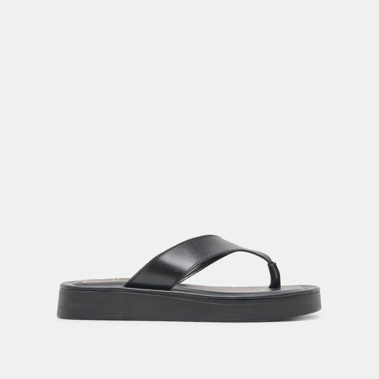 Dolce Vita BLAYZE Black Leather Platform Flip-Flop Sandals