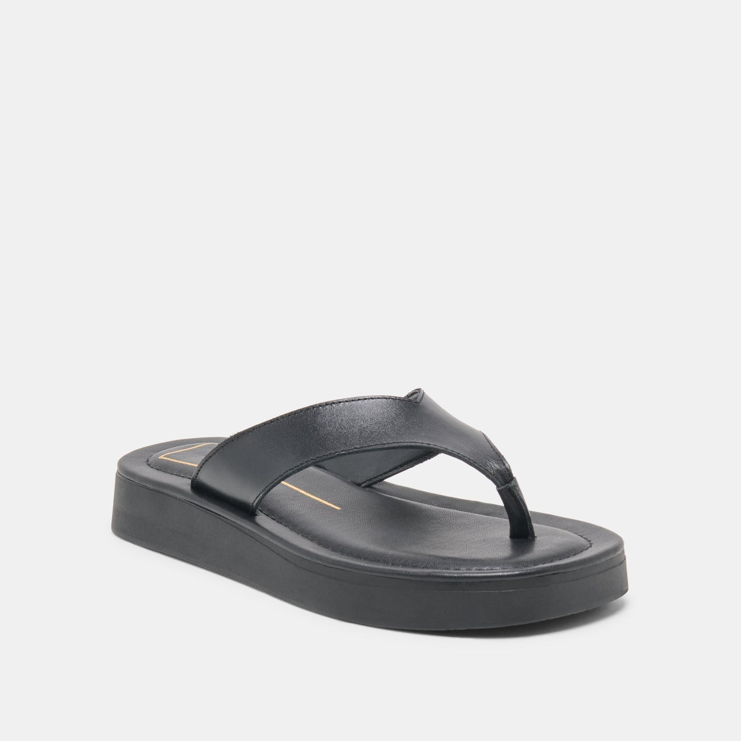 Dolce Vita BLAYZE Black Leather Platform Flip-Flop Sandals