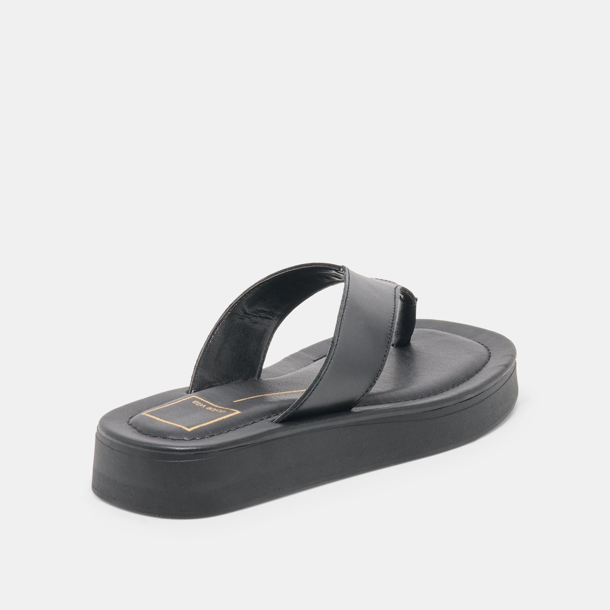 Dolce Vita BLAYZE Black Leather Platform Flip-Flop Sandals