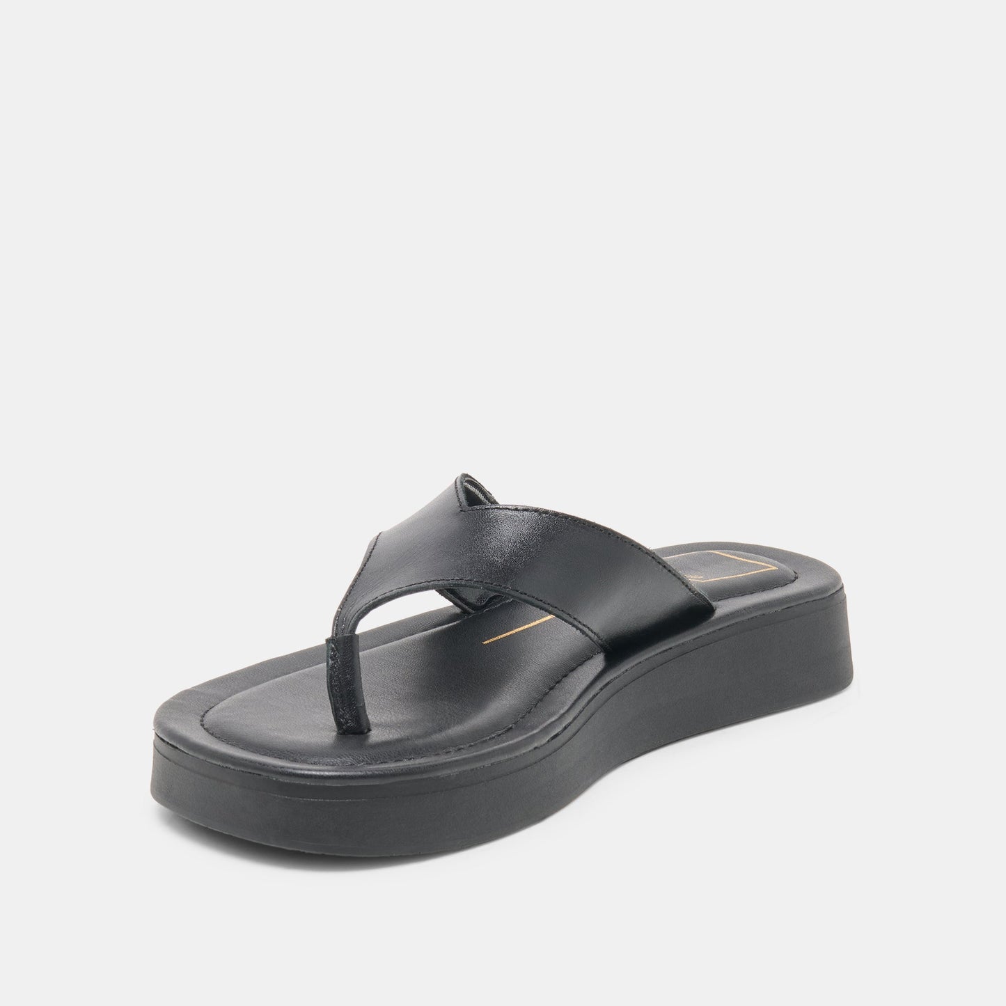 Dolce Vita BLAYZE Black Leather Platform Flip-Flop Sandals