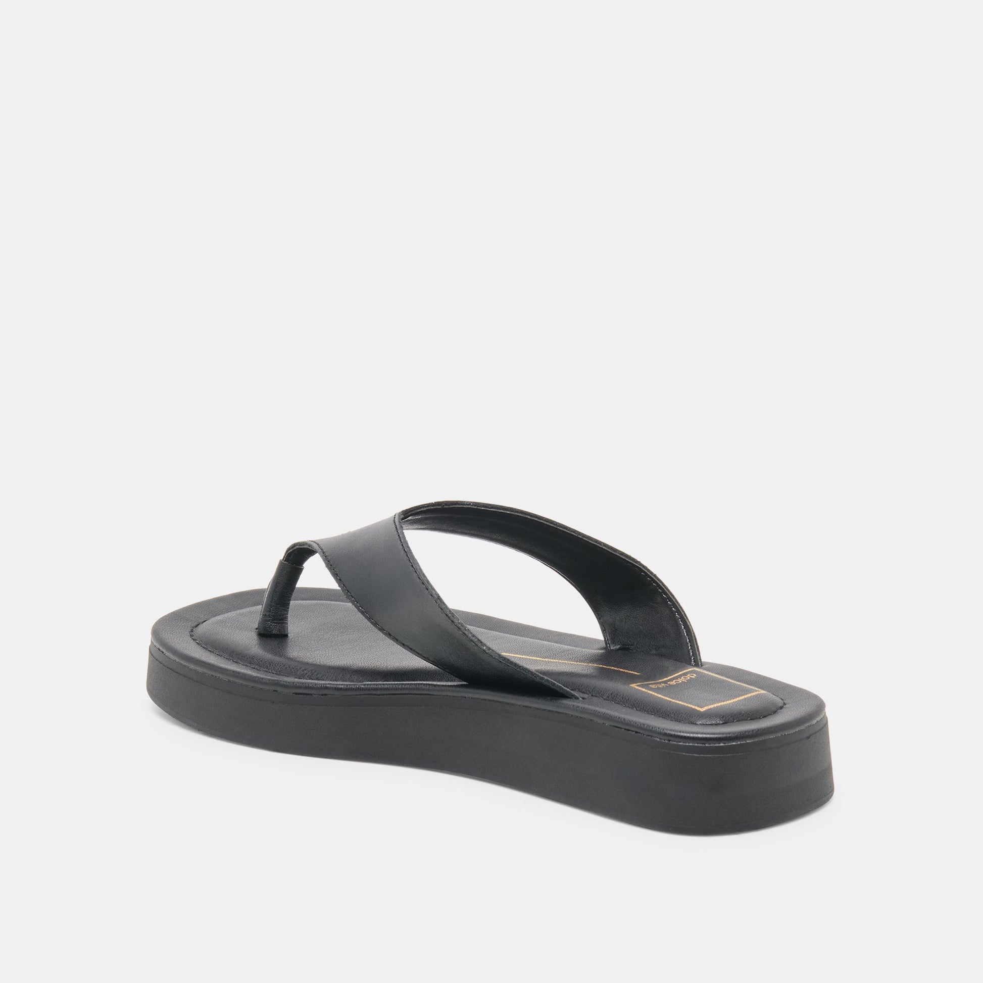 Dolce Vita BLAYZE Black Leather Platform Flip-Flop Sandals
