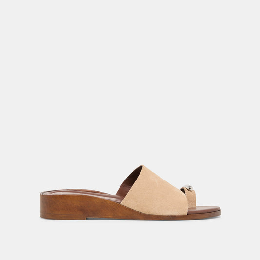 Dolce Vita MOXY Sand Suede Metal Detail Open-Toe Sandals