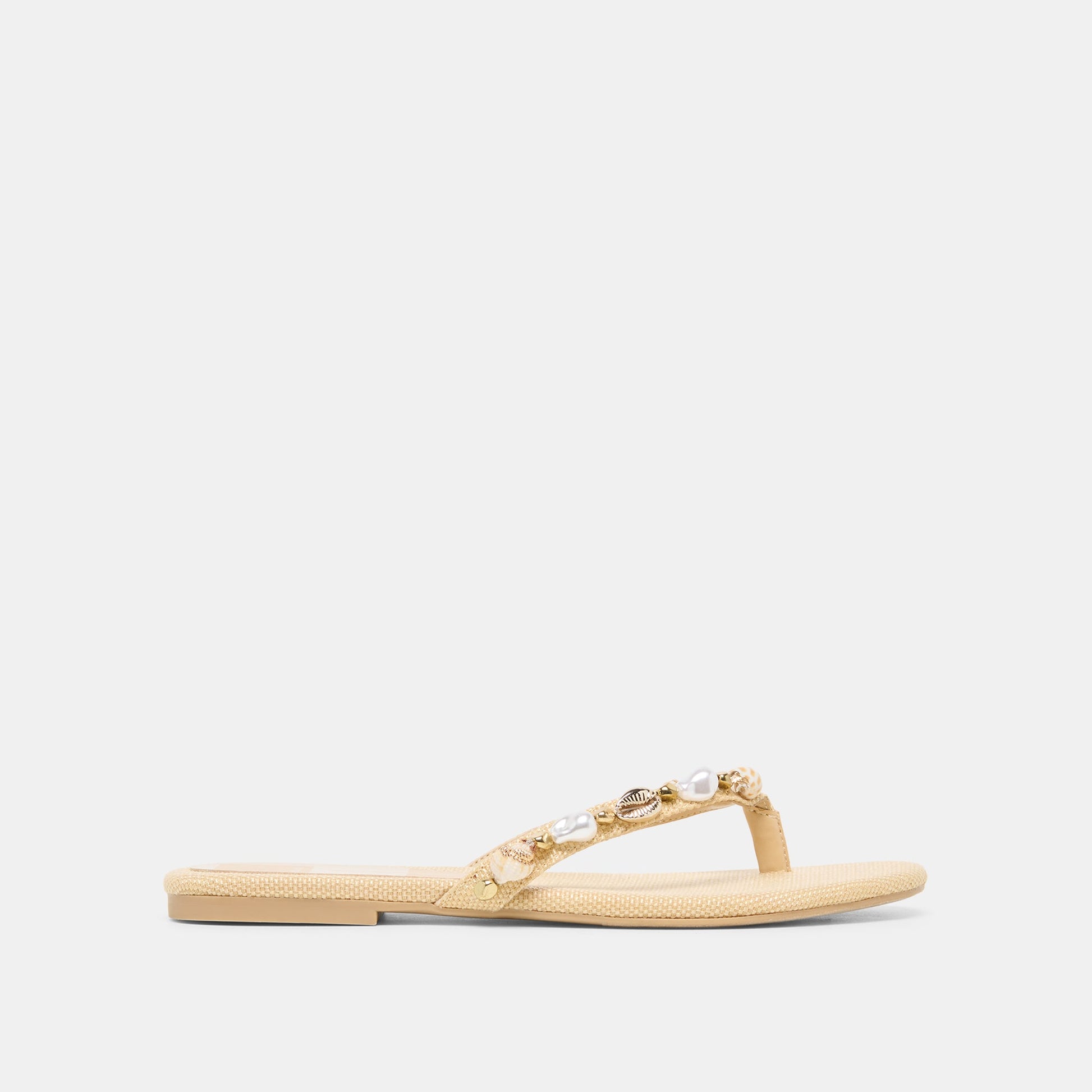 Dolce Vita KYSHA Lt Natural Raffia Shell Flip-Flop Sandals