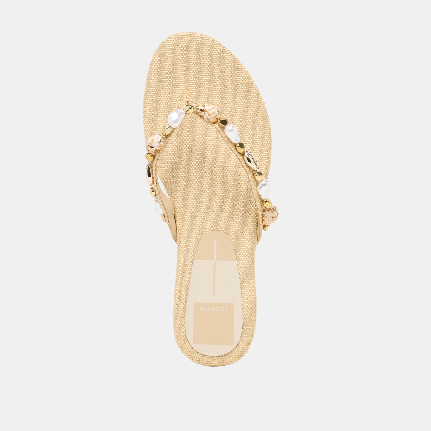 Dolce Vita KYSHA Lt Natural Raffia Shell Flip-Flop Sandals