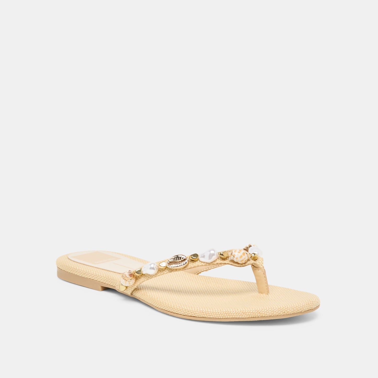 Dolce Vita KYSHA Lt Natural Raffia Shell Flip-Flop Sandals