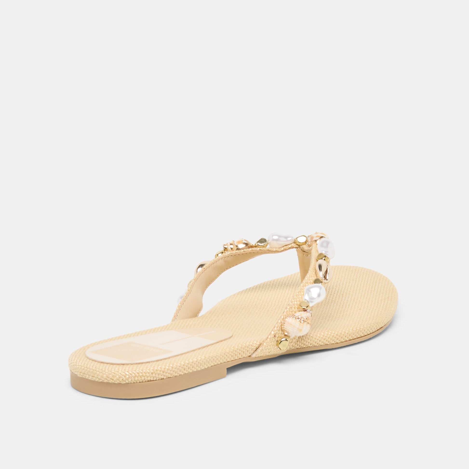 Dolce Vita KYSHA Lt Natural Raffia Shell Flip-Flop Sandals
