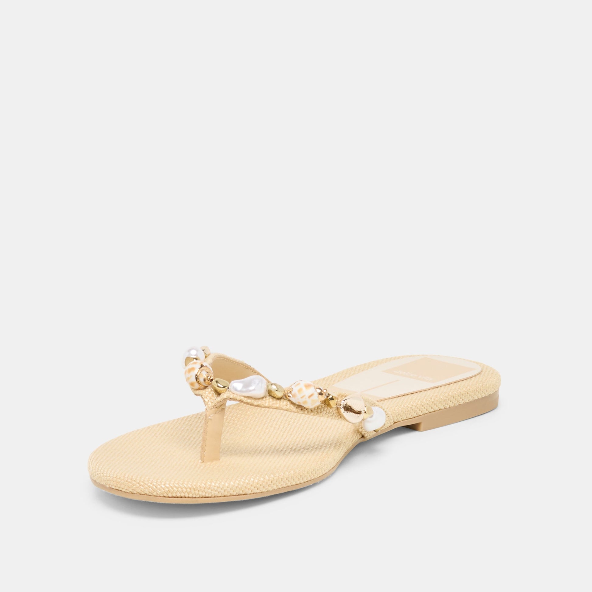 Dolce Vita KYSHA Lt Natural Raffia Shell Flip-Flop Sandals