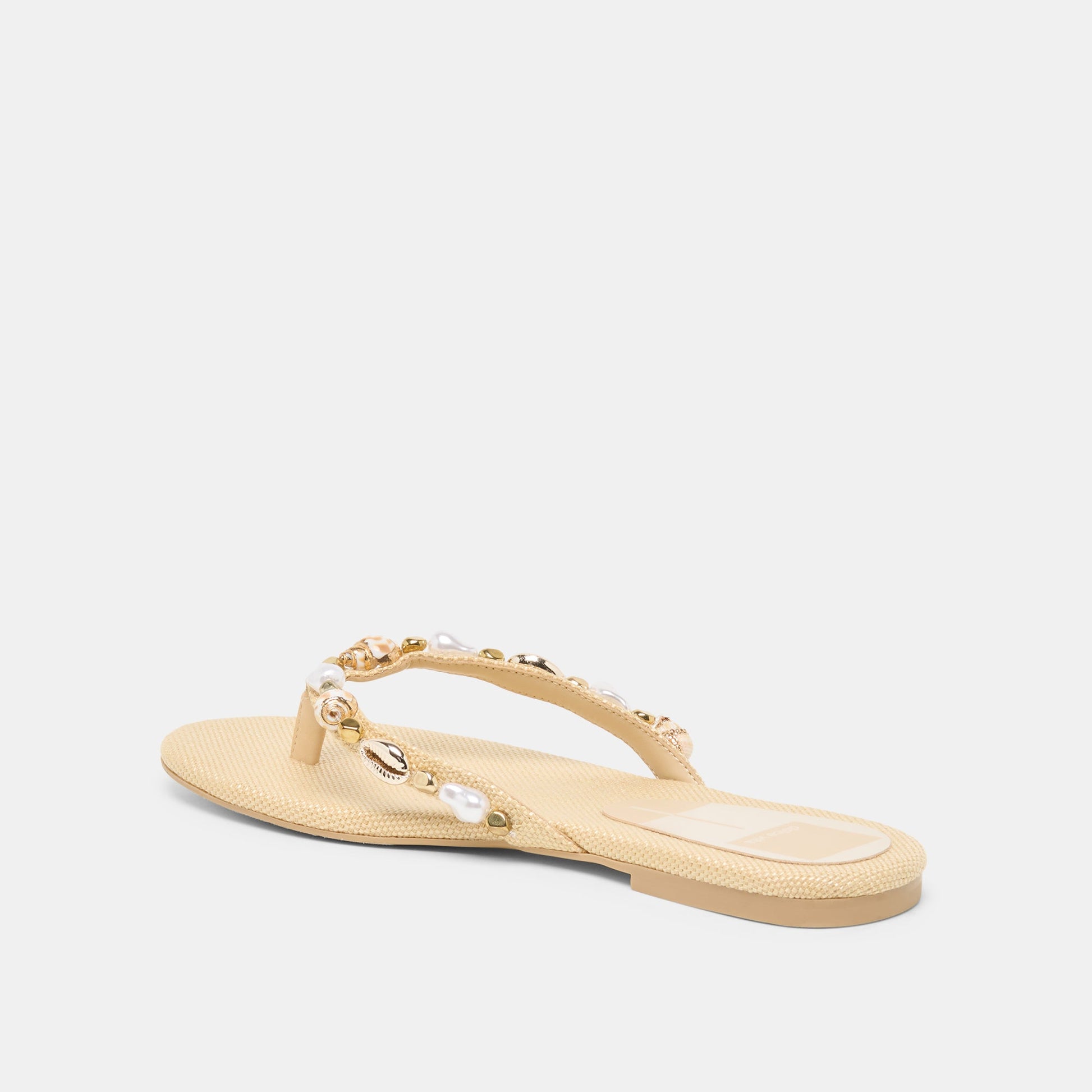 Dolce Vita KYSHA Lt Natural Raffia Shell Flip-Flop Sandals