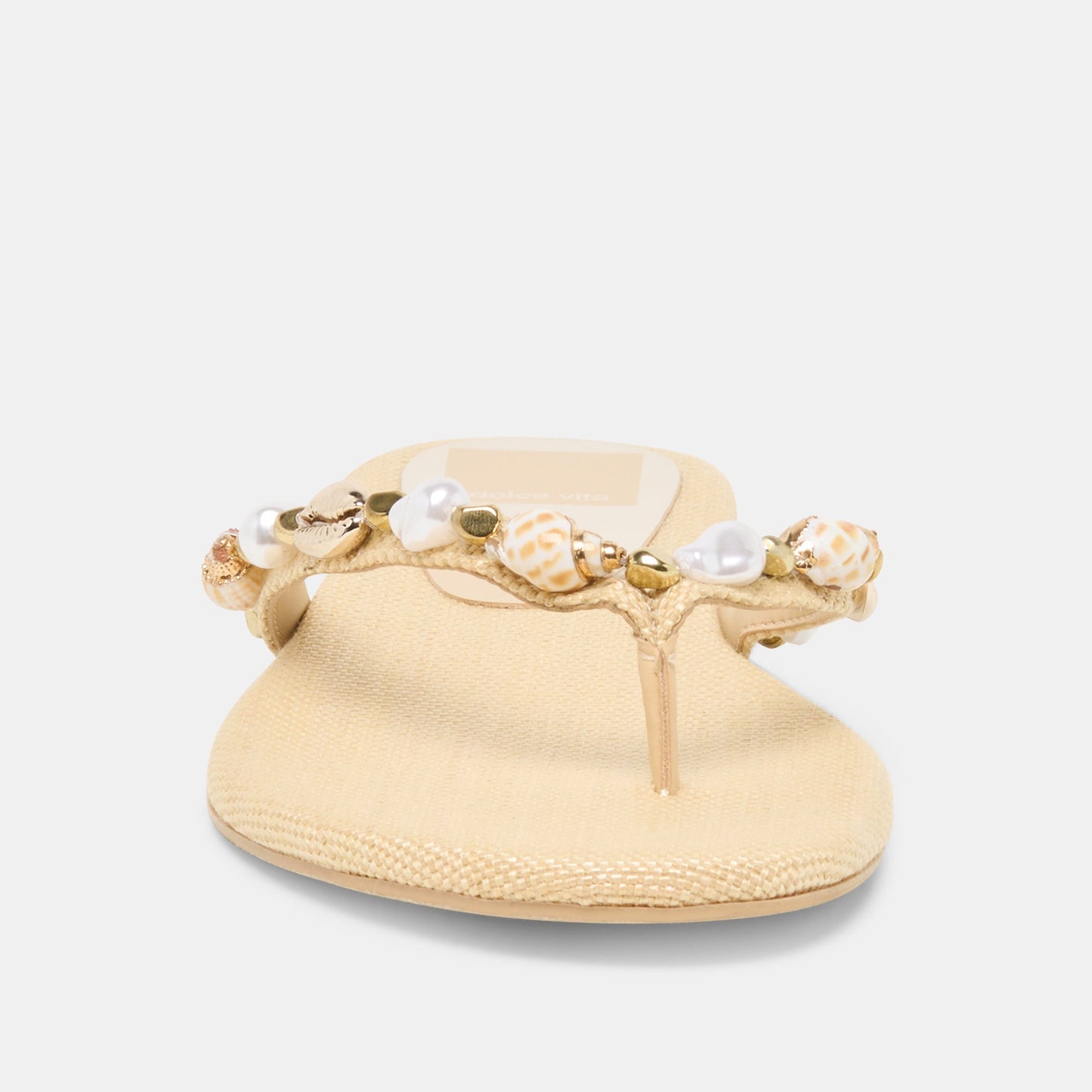 Dolce Vita KYSHA Lt Natural Raffia Shell Flip-Flop Sandals