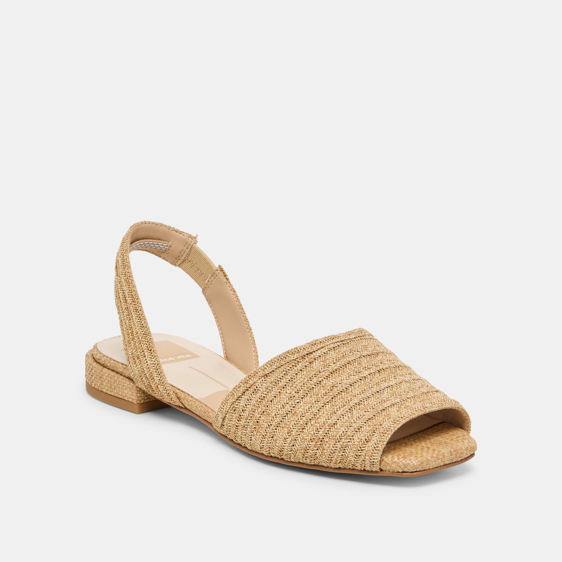 Dolce Vita MARZY Natural Raffia Slingback Peep-Toe Sandals