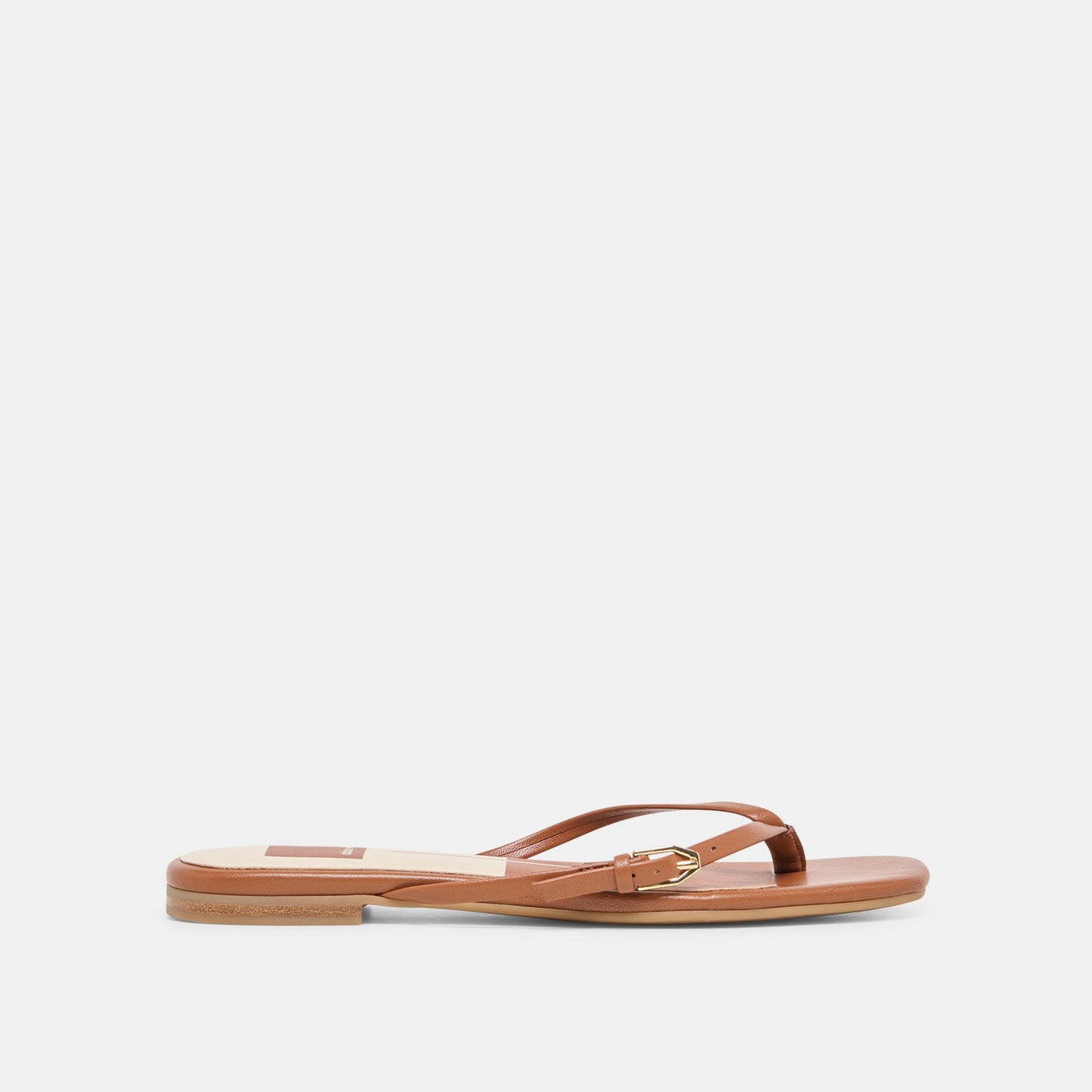 Dolce Vita MALTA Cognac Leather Buckle Flip-Flop Sandals