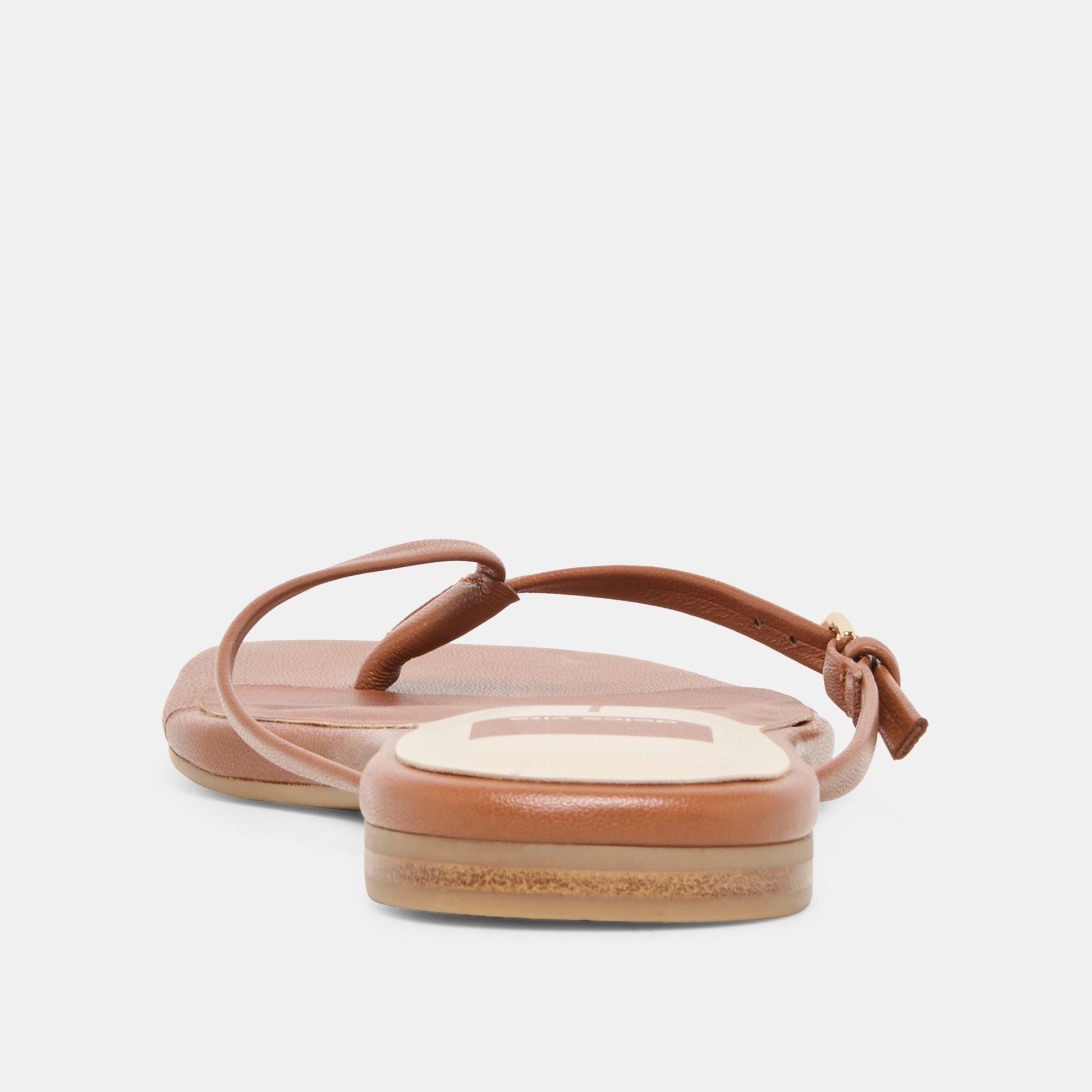 Dolce Vita MALTA Cognac Leather Buckle Flip-Flop Sandals