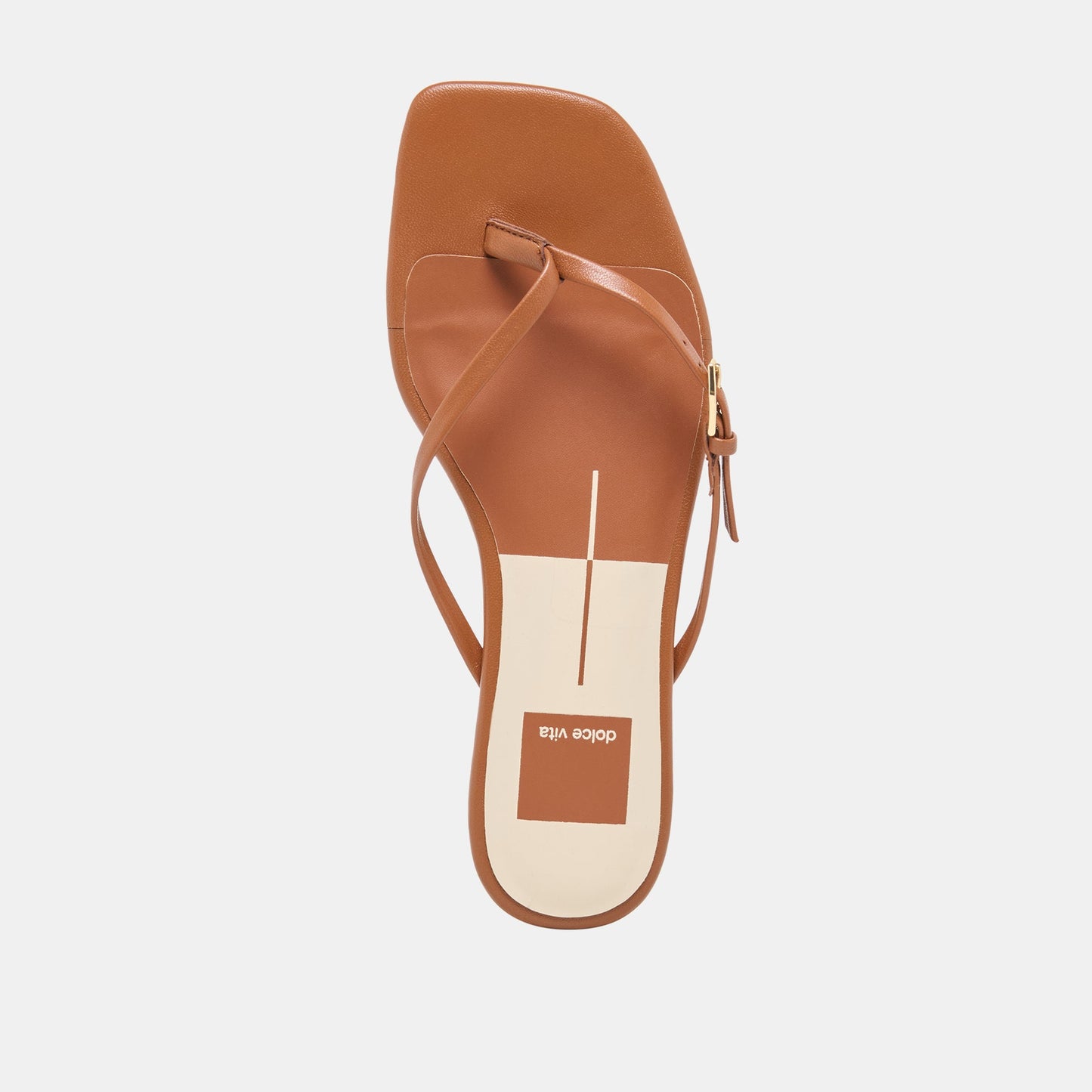 Dolce Vita MALTA Cognac Leather Buckle Flip-Flop Sandals