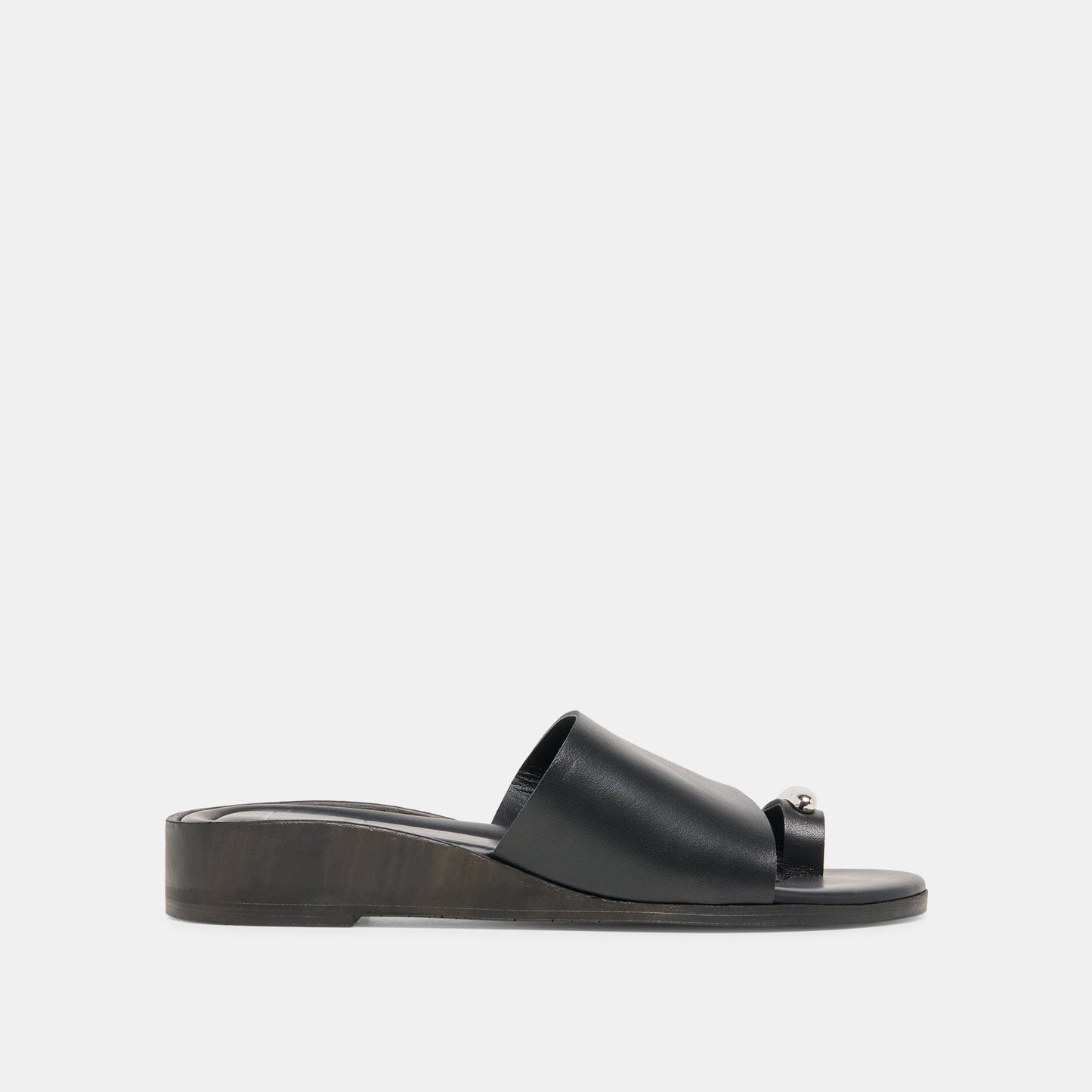 Dolce Vita MOXY Black Leather Metal Detail Open-Toe Sandals