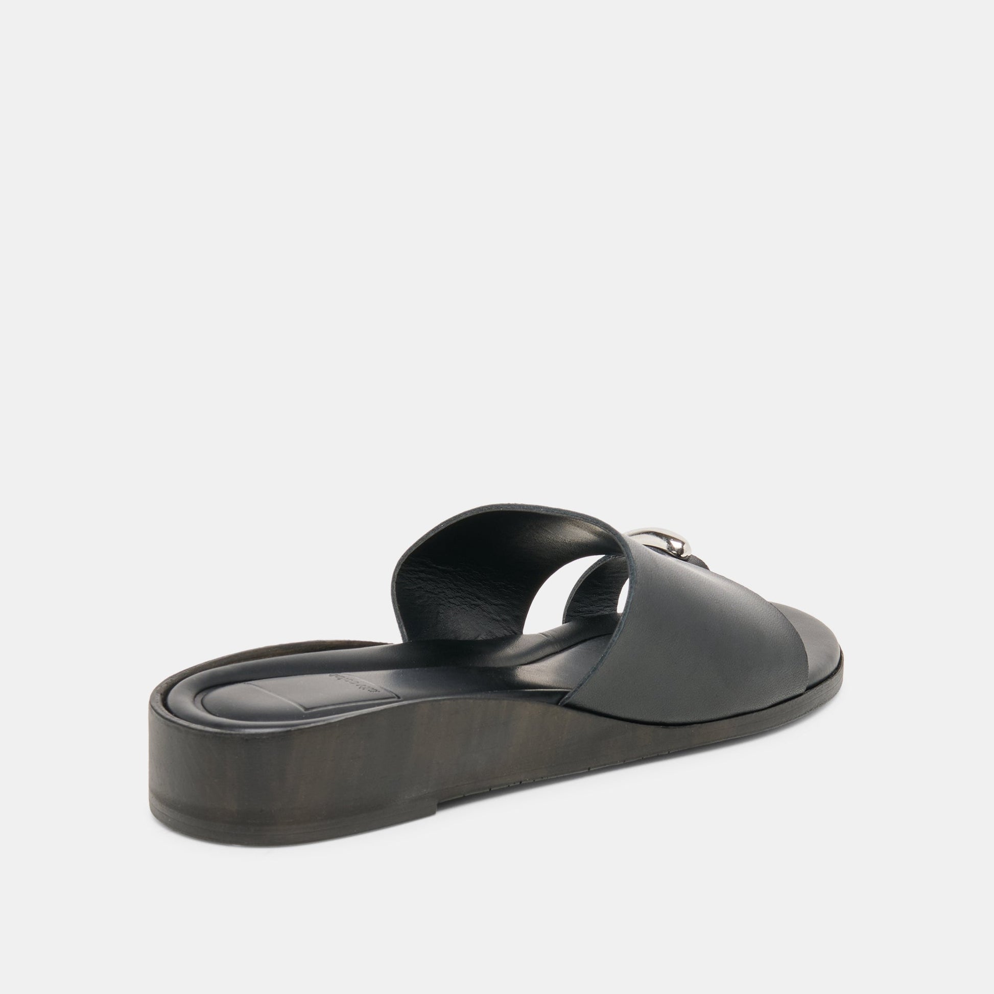 Dolce Vita MOXY Black Leather Metal Detail Open-Toe Sandals
