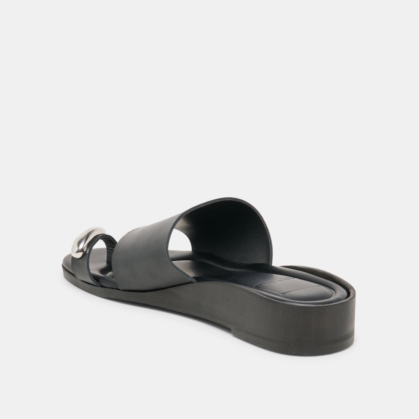 Dolce Vita MOXY Black Leather Metal Detail Open-Toe Sandals