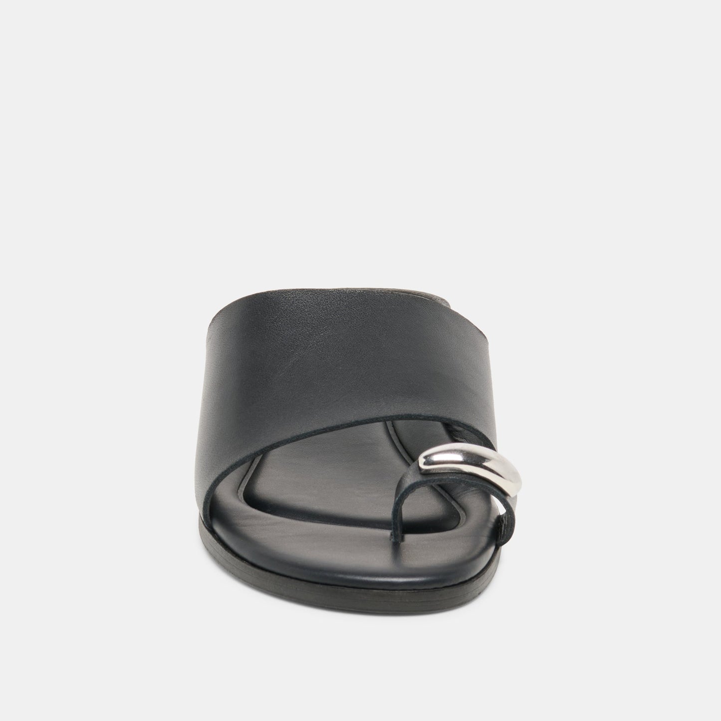 Dolce Vita MOXY Black Leather Metal Detail Open-Toe Sandals