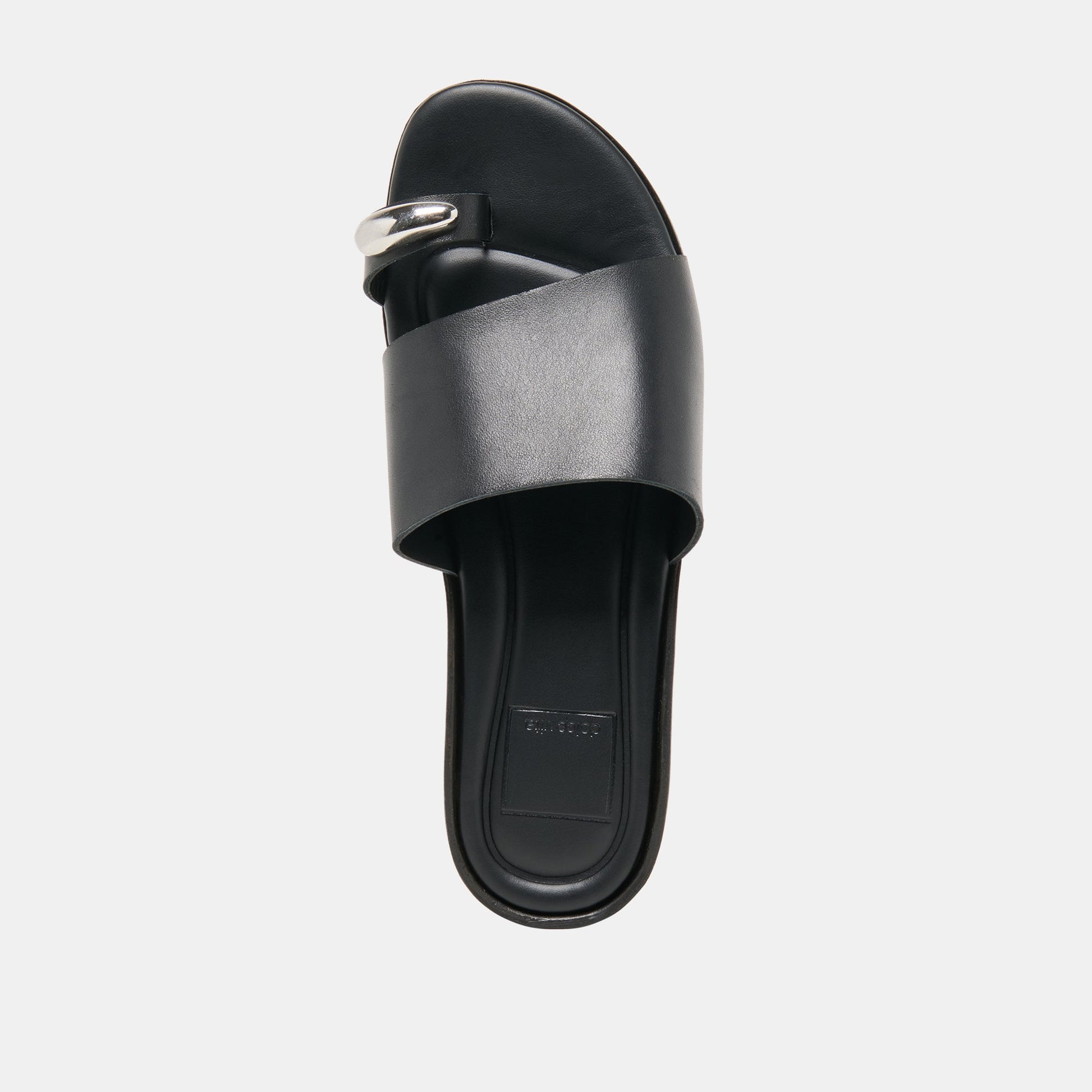 Dolce Vita MOXY Black Leather Metal Detail Open-Toe Sandals