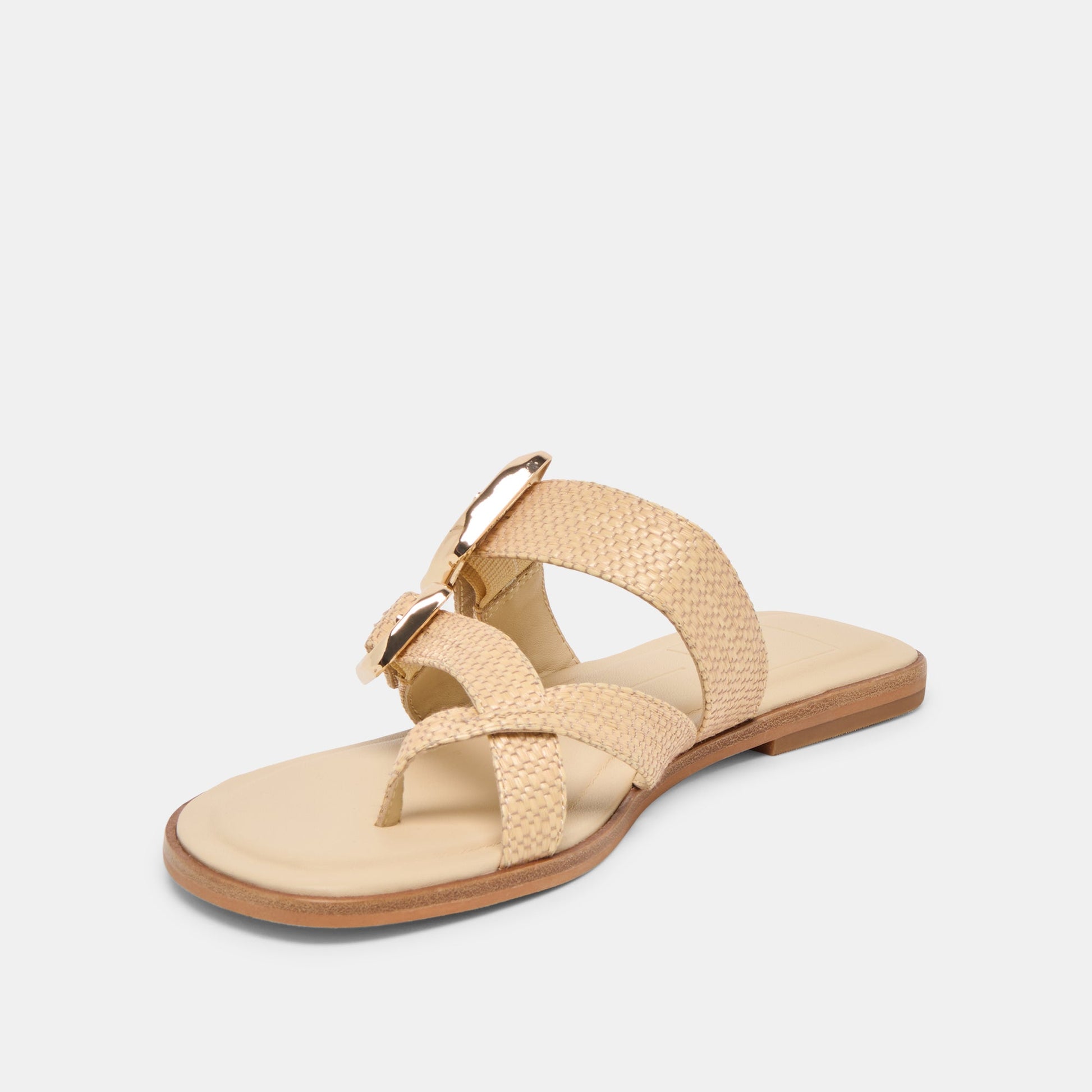 Dolce Vita SHORE Sand Raffia Flip-Flop Buckled Sandals