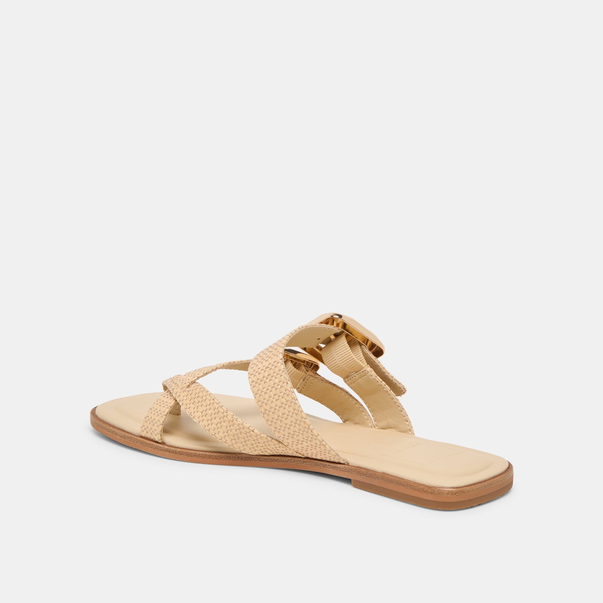 Dolce Vita SHORE Sand Raffia Flip-Flop Buckled Sandals