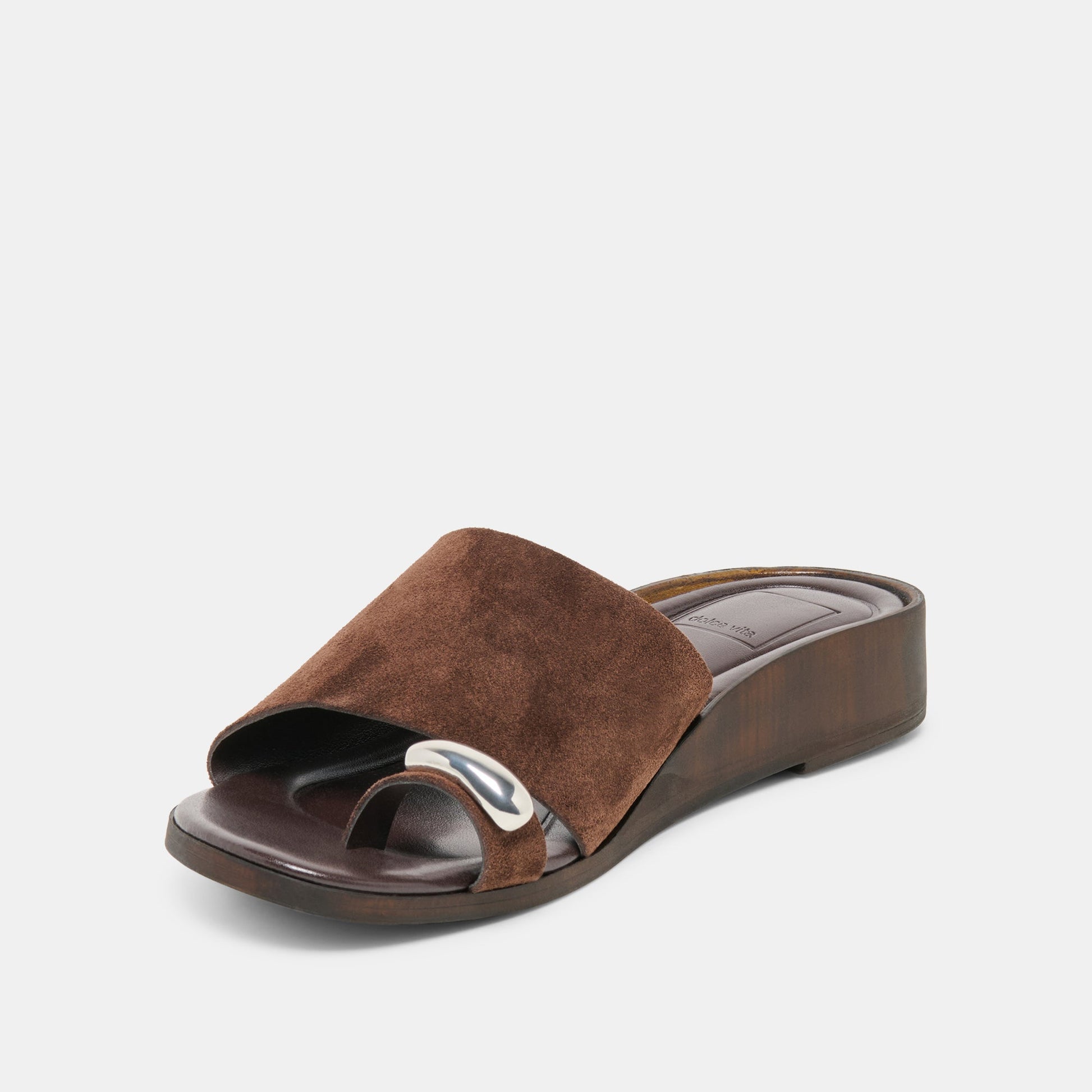 Dolce Vita MOXY Dk Brown Suede Metal Detail Open-Toe Sandals