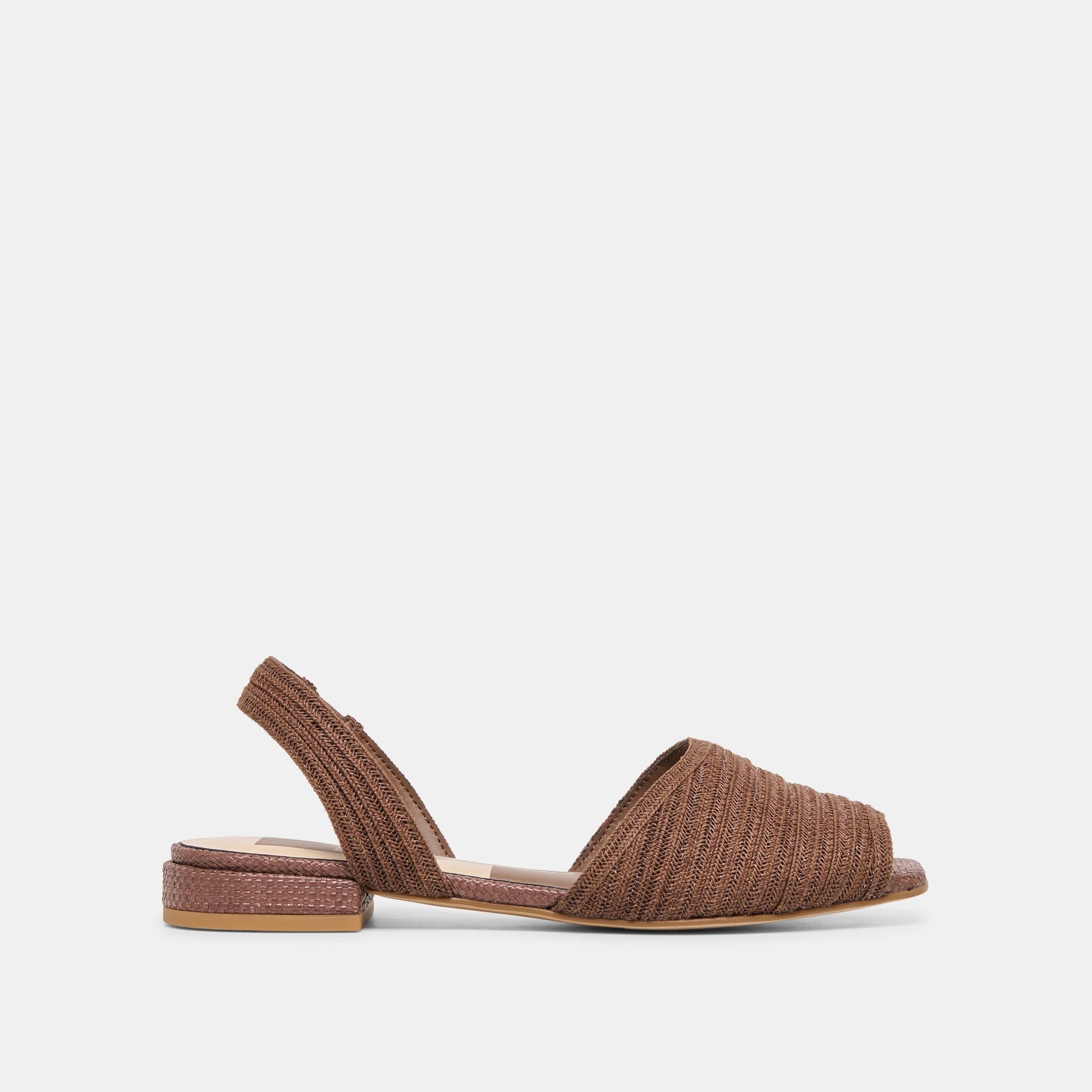Dolce Vita MARZY Cocoa Raffia Slingback Peep-Toe Sandals