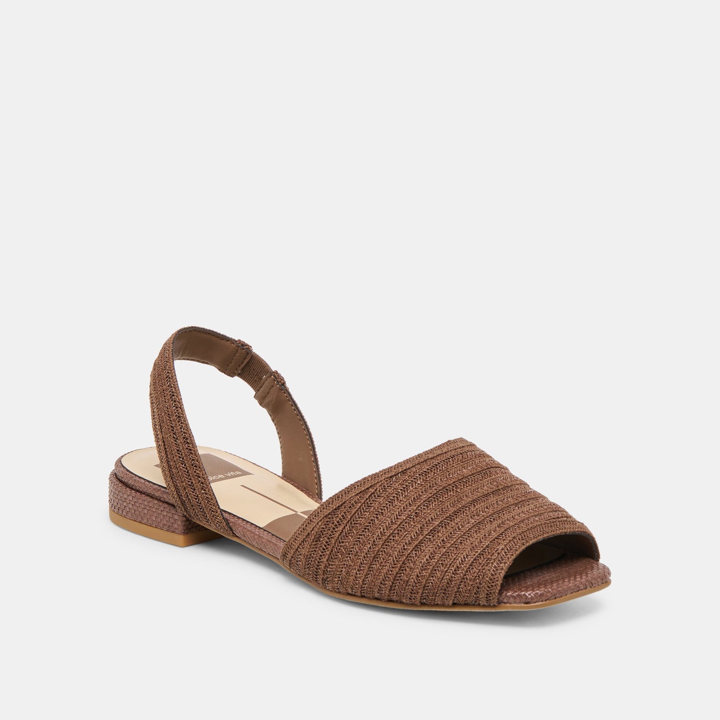 Dolce Vita MARZY Cocoa Raffia Slingback Peep-Toe Sandals
