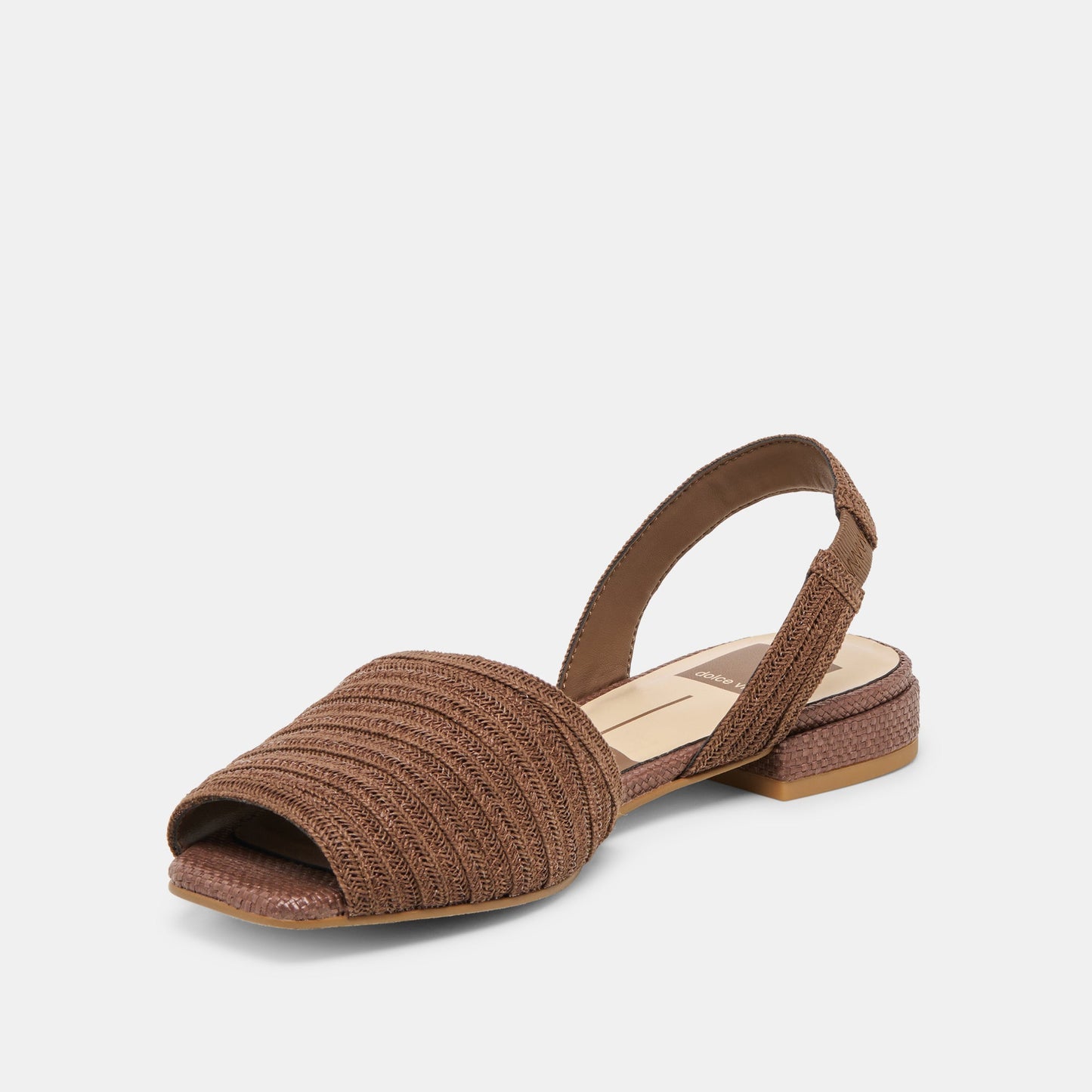 Dolce Vita MARZY Cocoa Raffia Slingback Peep-Toe Sandals