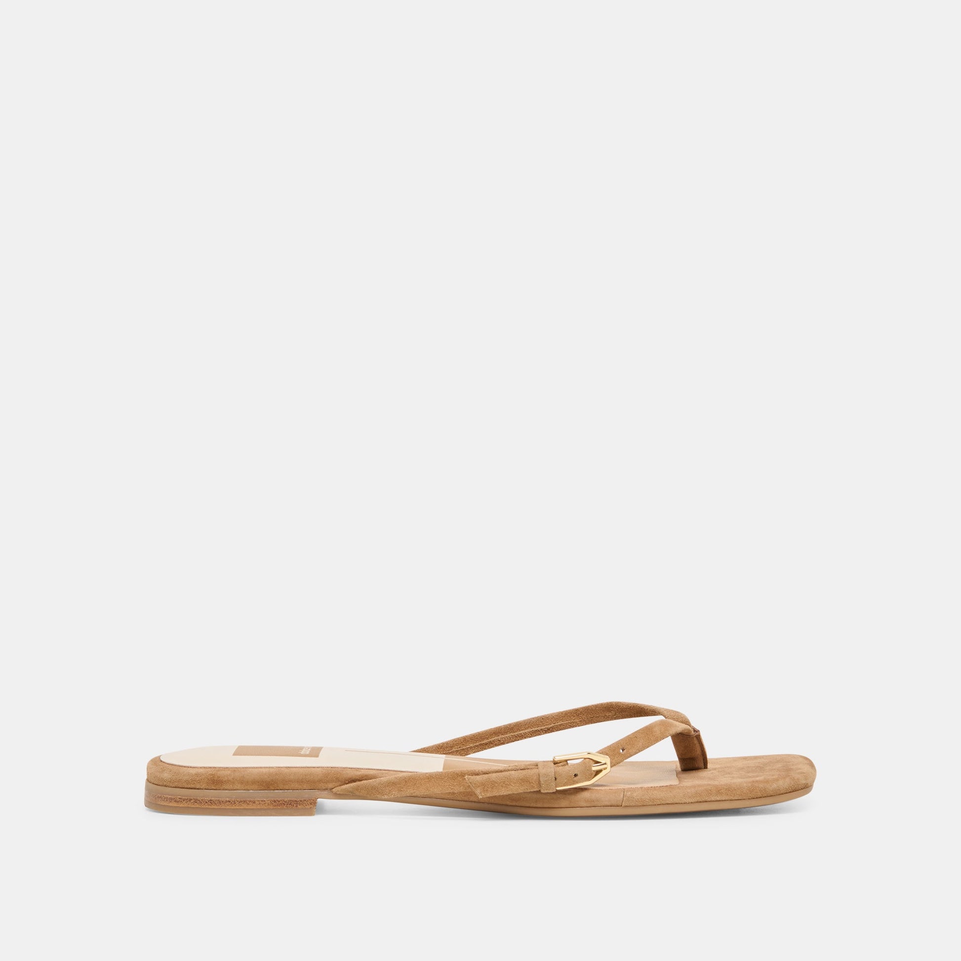 Dolce Vita MALTA Lt Brown Suede Buckle Flip-Flop Sandals