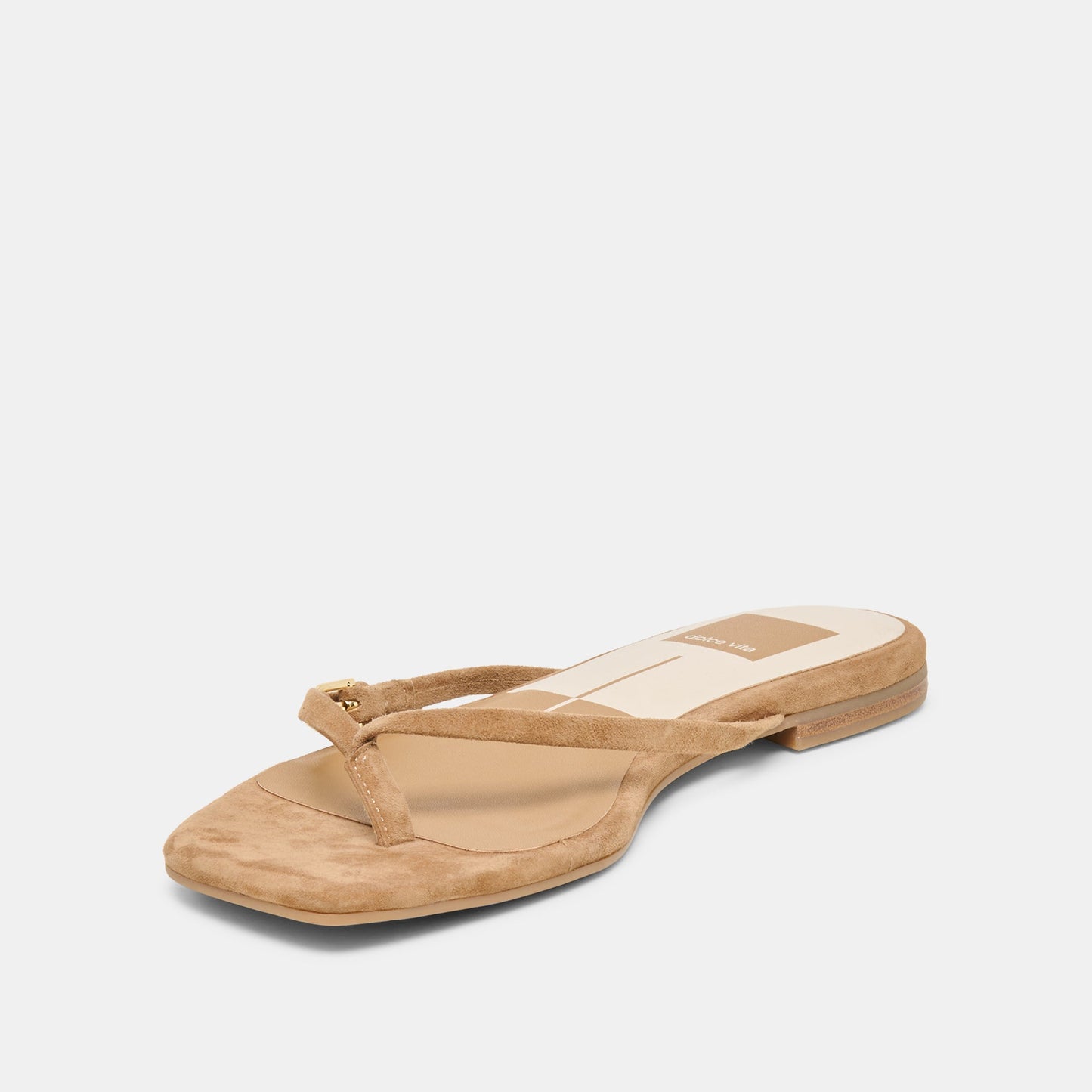 Dolce Vita MALTA Lt Brown Suede Buckle Flip-Flop Sandals