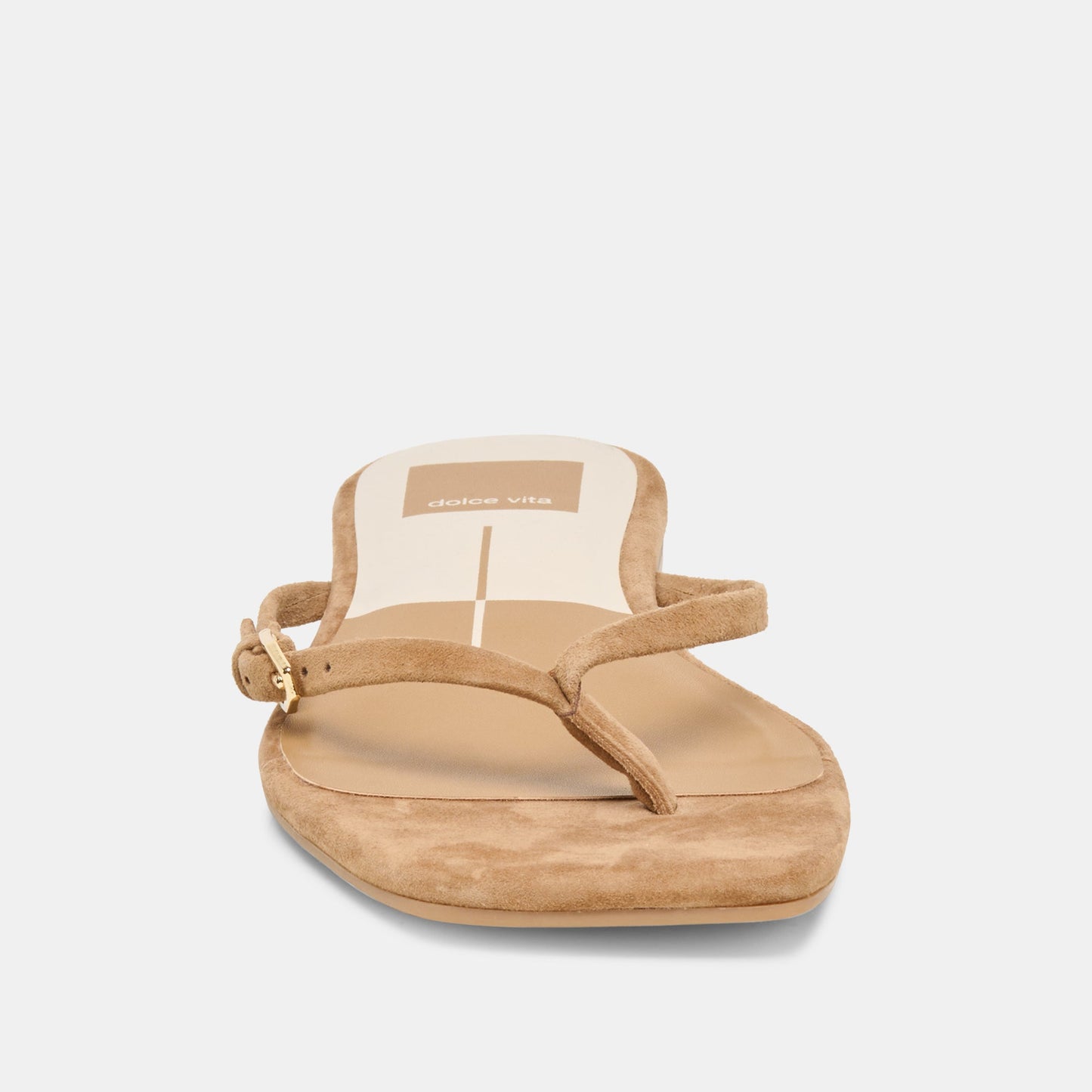 Dolce Vita MALTA Lt Brown Suede Buckle Flip-Flop Sandals