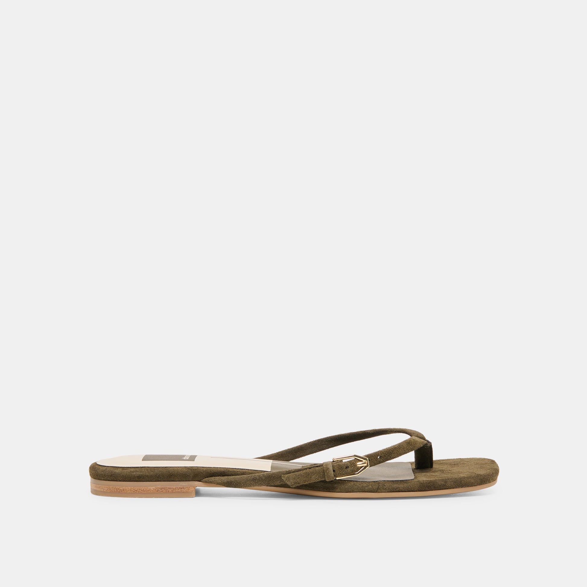 Dolce Vita MALTA Dk Olive Suede Buckle Flip-Flop Sandals
