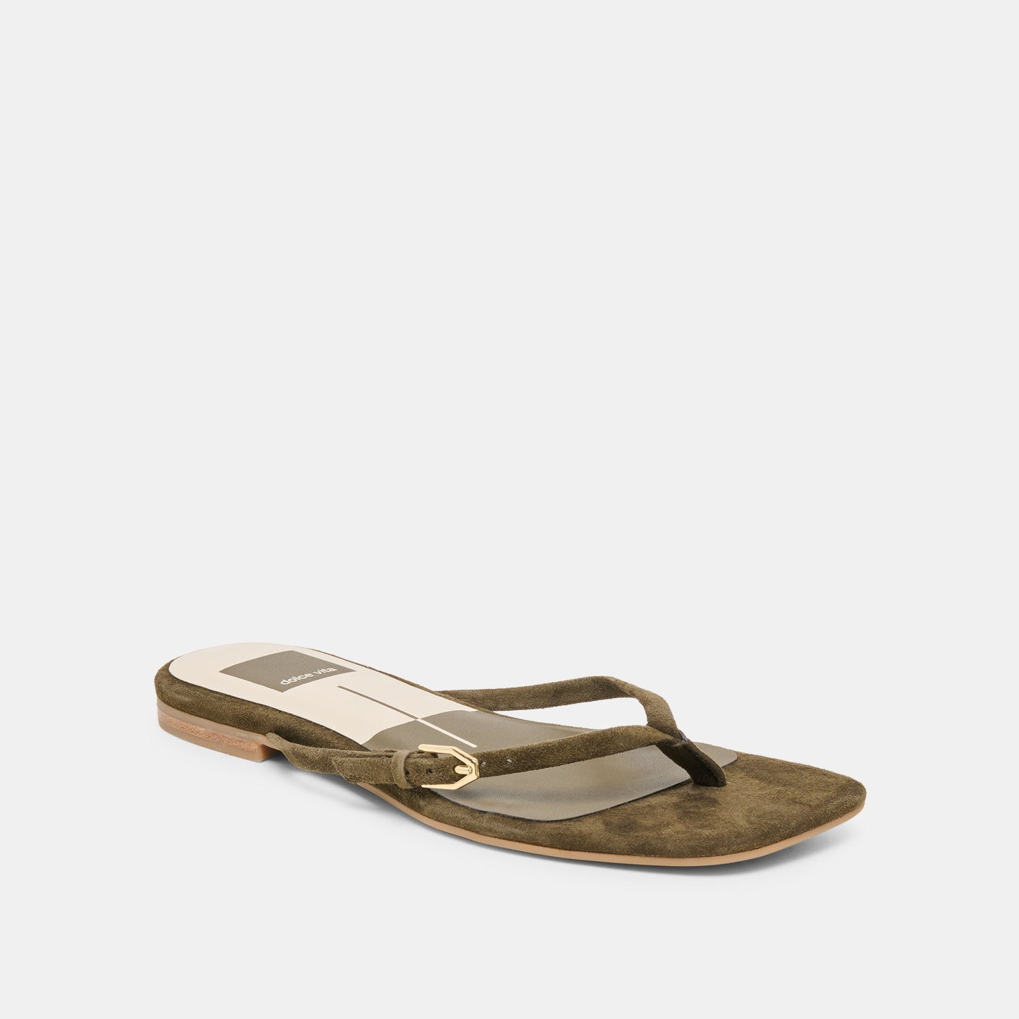 Dolce Vita MALTA Dk Olive Suede Buckle Flip-Flop Sandals