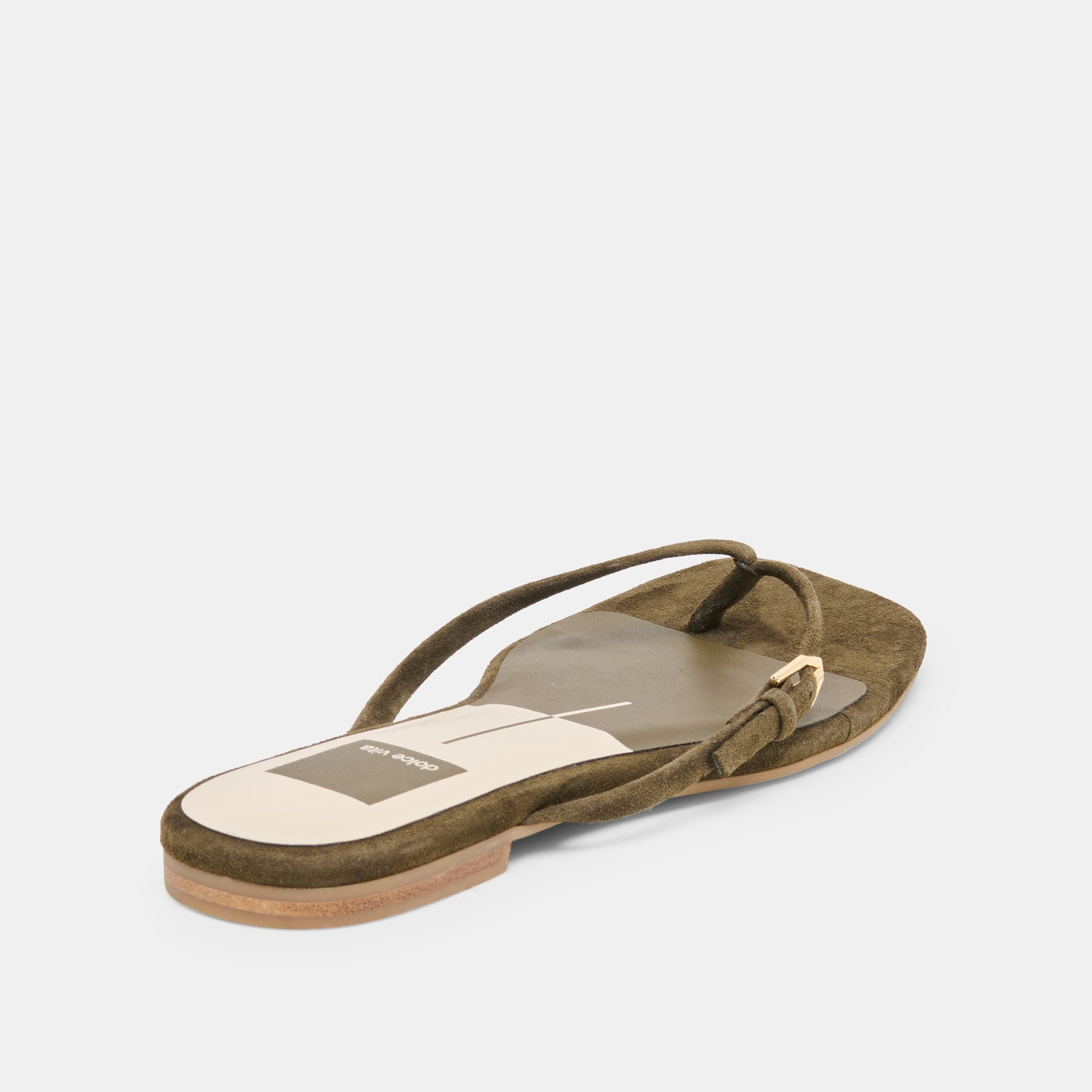Dolce Vita MALTA Dk Olive Suede Buckle Flip-Flop Sandals