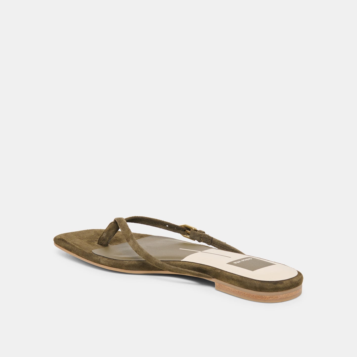 Dolce Vita MALTA Dk Olive Suede Buckle Flip-Flop Sandals